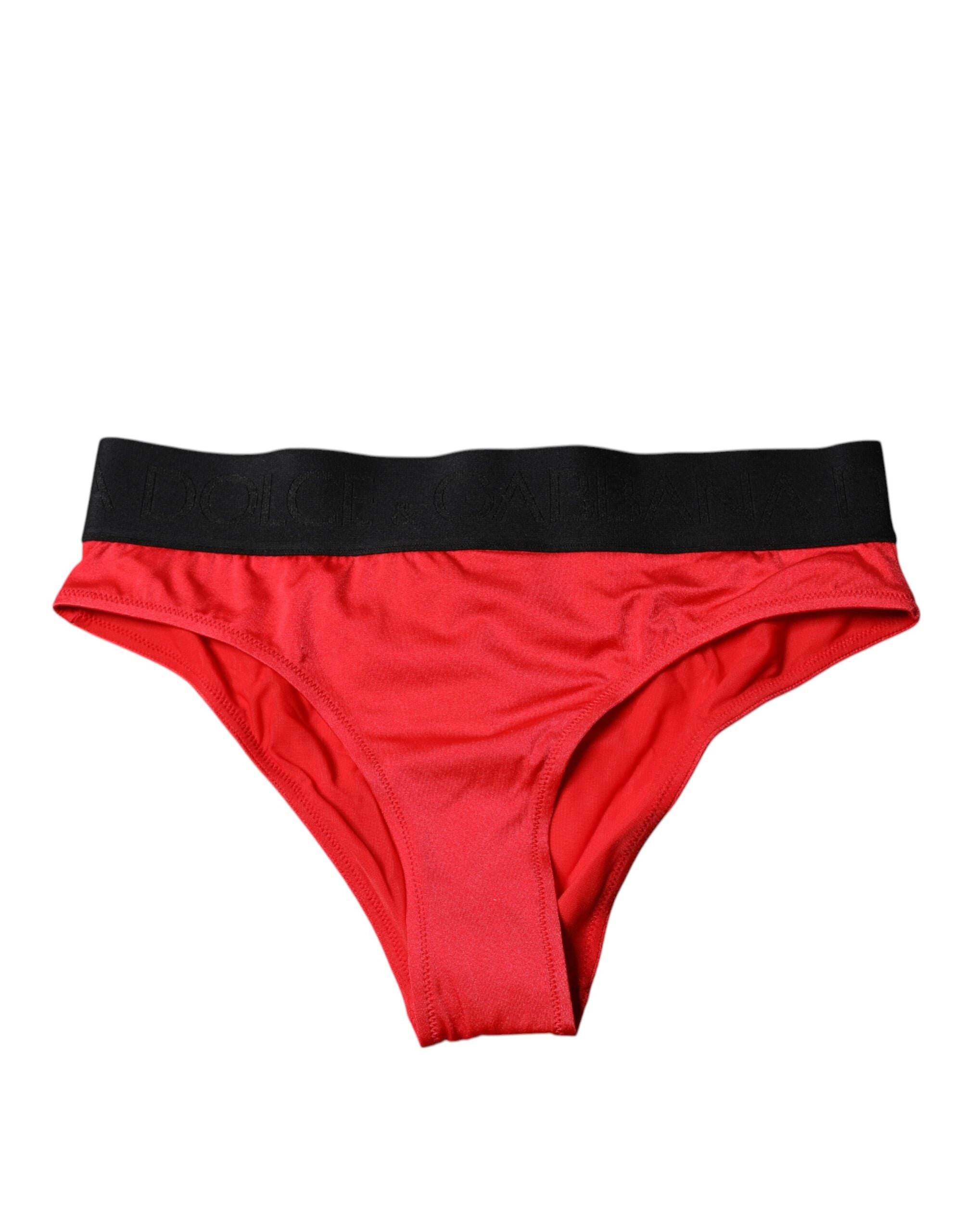 Red Nylon Stretch Mid Waist Panty Underwear - ventzia