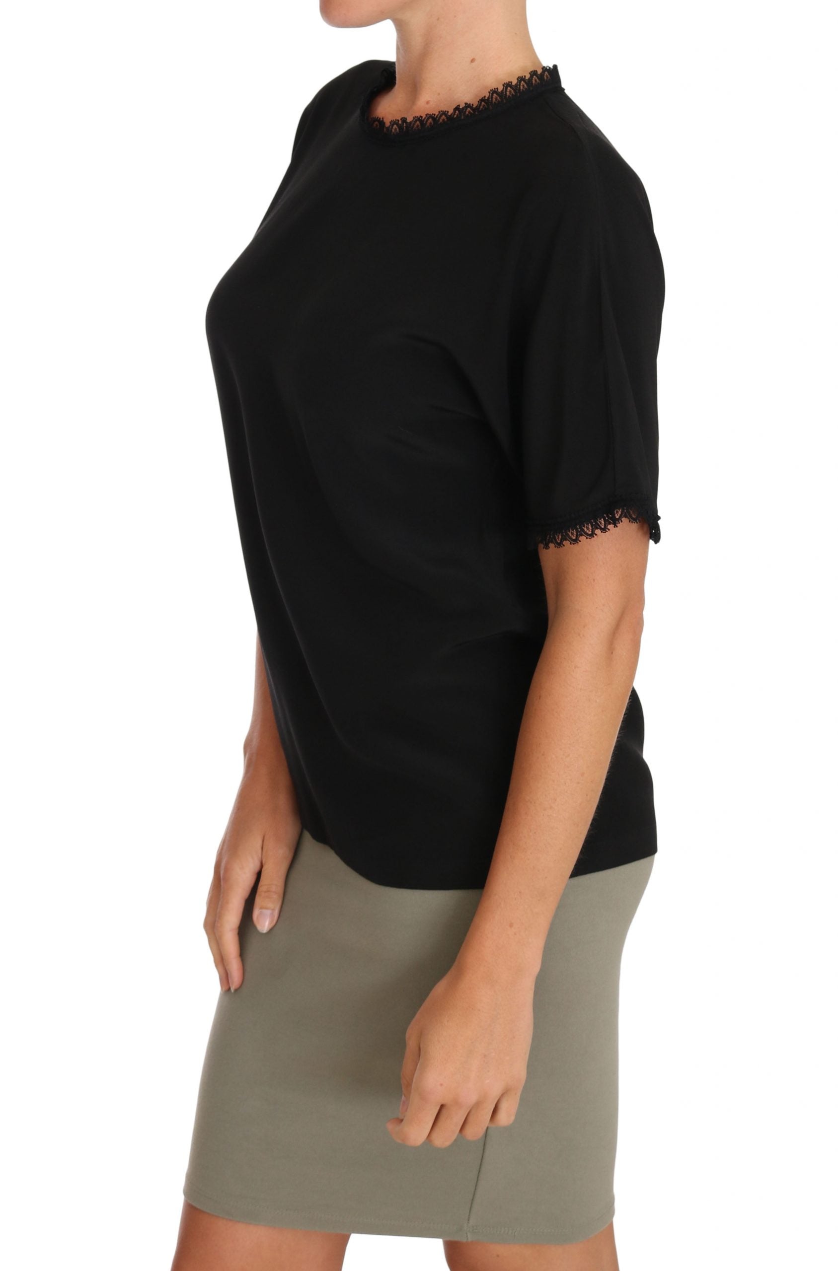 Elegant Lace Detailed Silk Blouse - ventzia