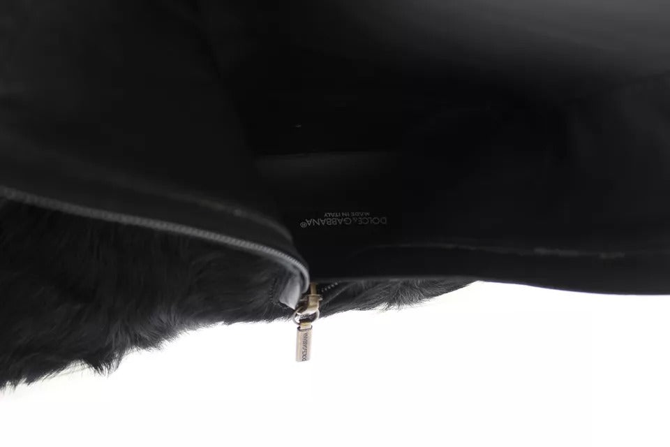 Black Xiangao Lamb Fur Leather Boots Shoes - ventzia