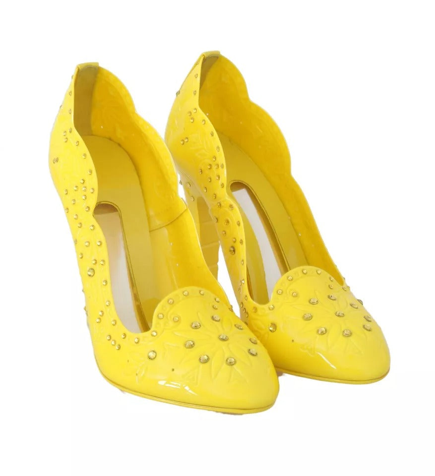 Yellow Crystal Heels CINDERELLA Shoes - ventzia