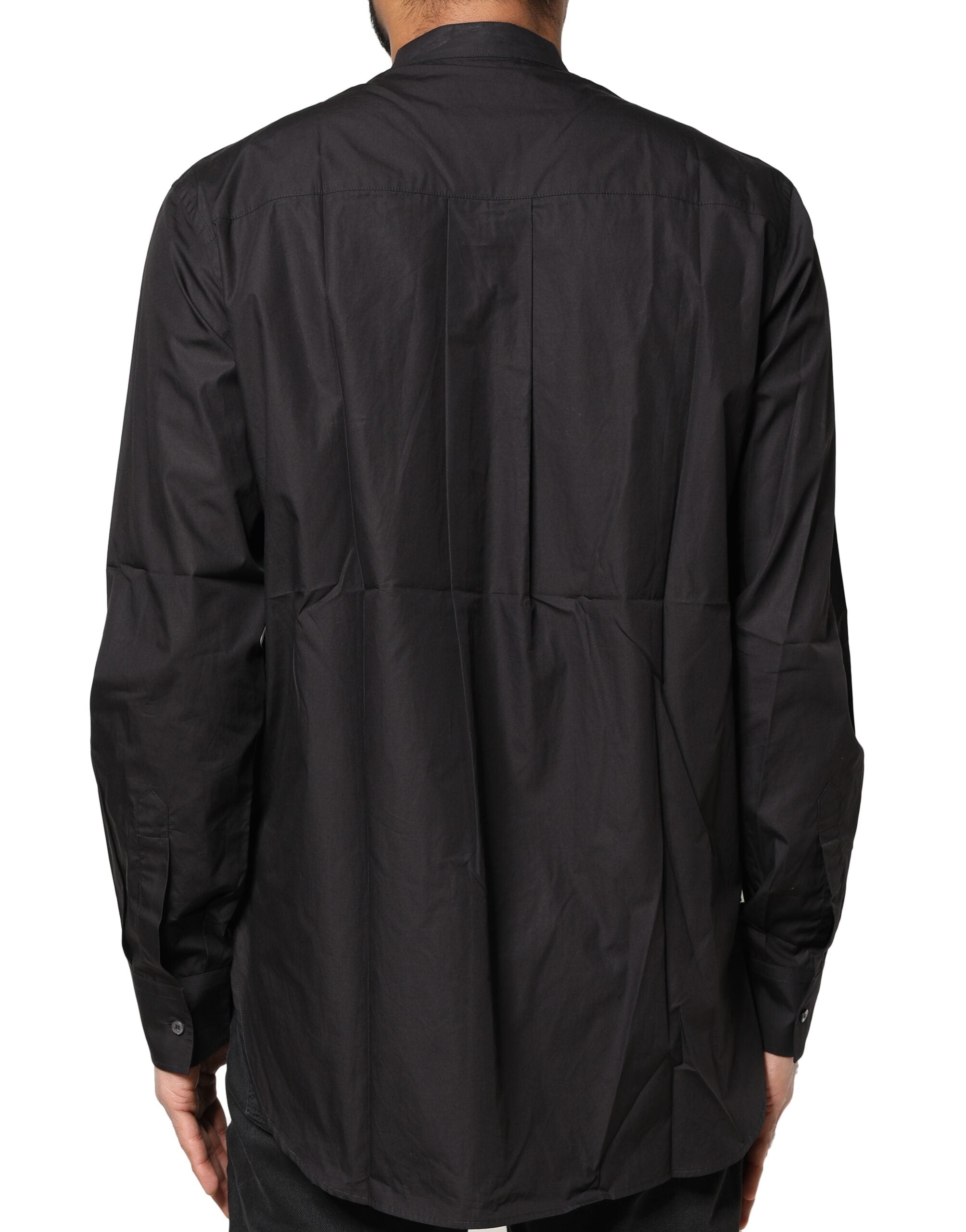 Black Cotton Button Down Men Casual Shirt - ventzia