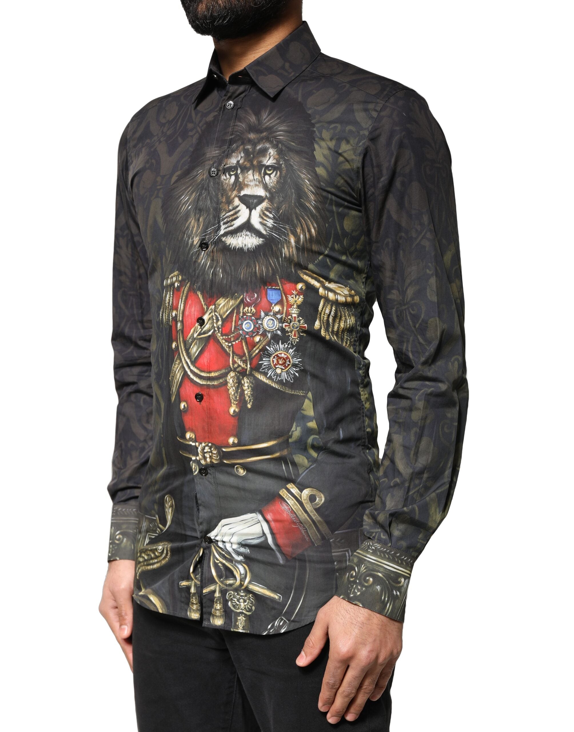 Black Royal Pet Portrait GOLD Dress Shirt - ventzia
