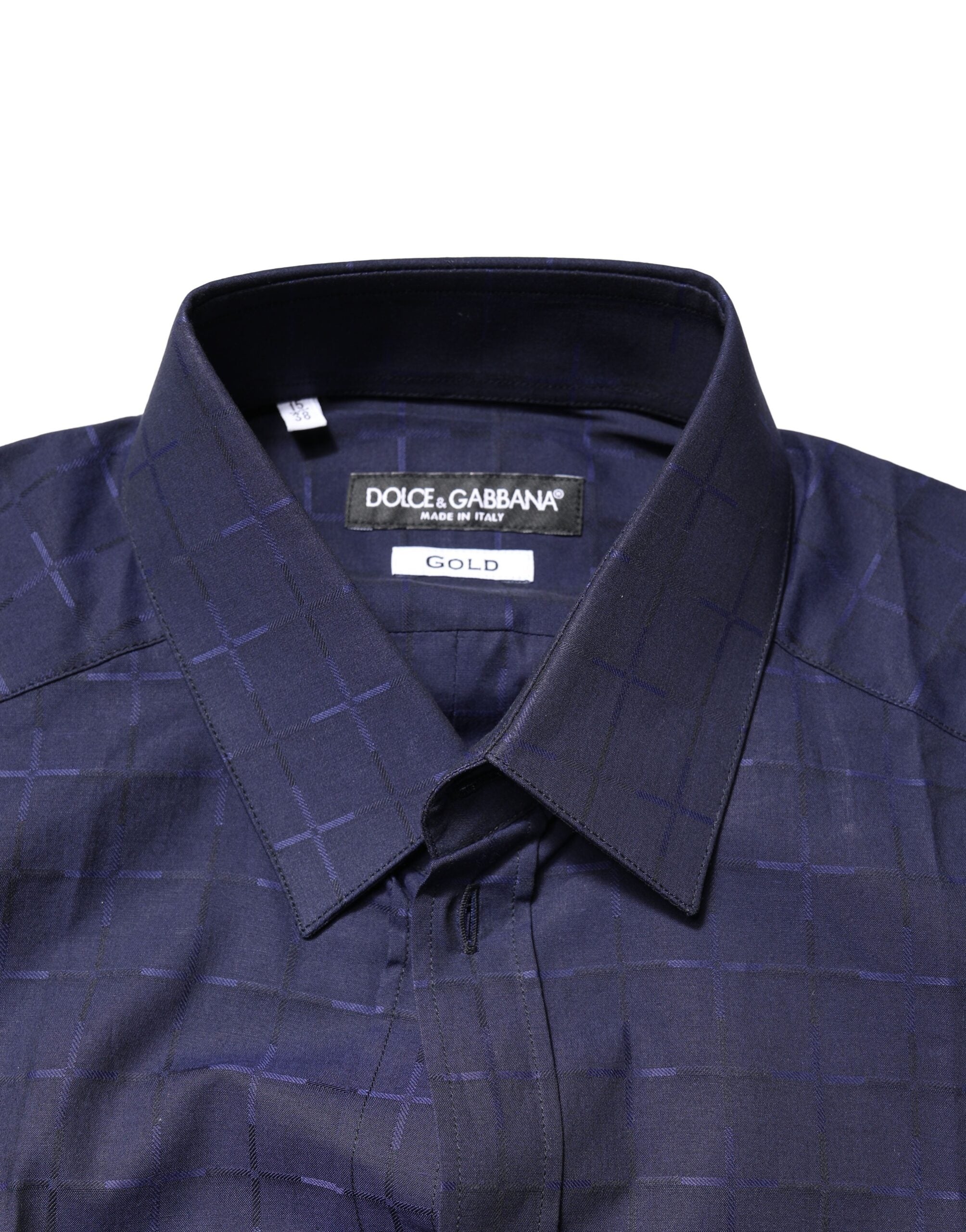 Blue Check Tartan GOLD Formal Dress Shirt - ventzia