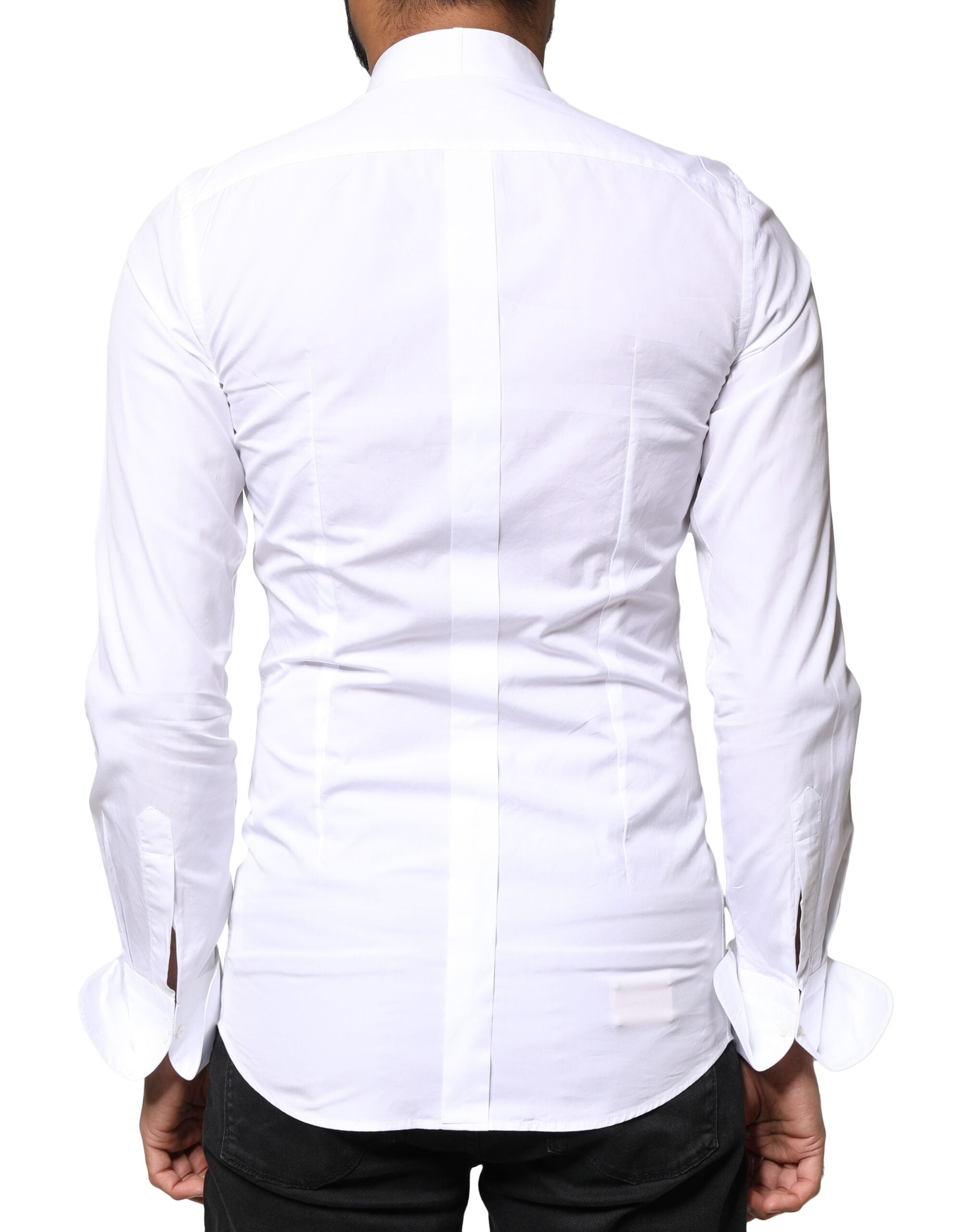 White GOLD Cotton Poplin Bib Formal Men Dress Shirt - ventzia