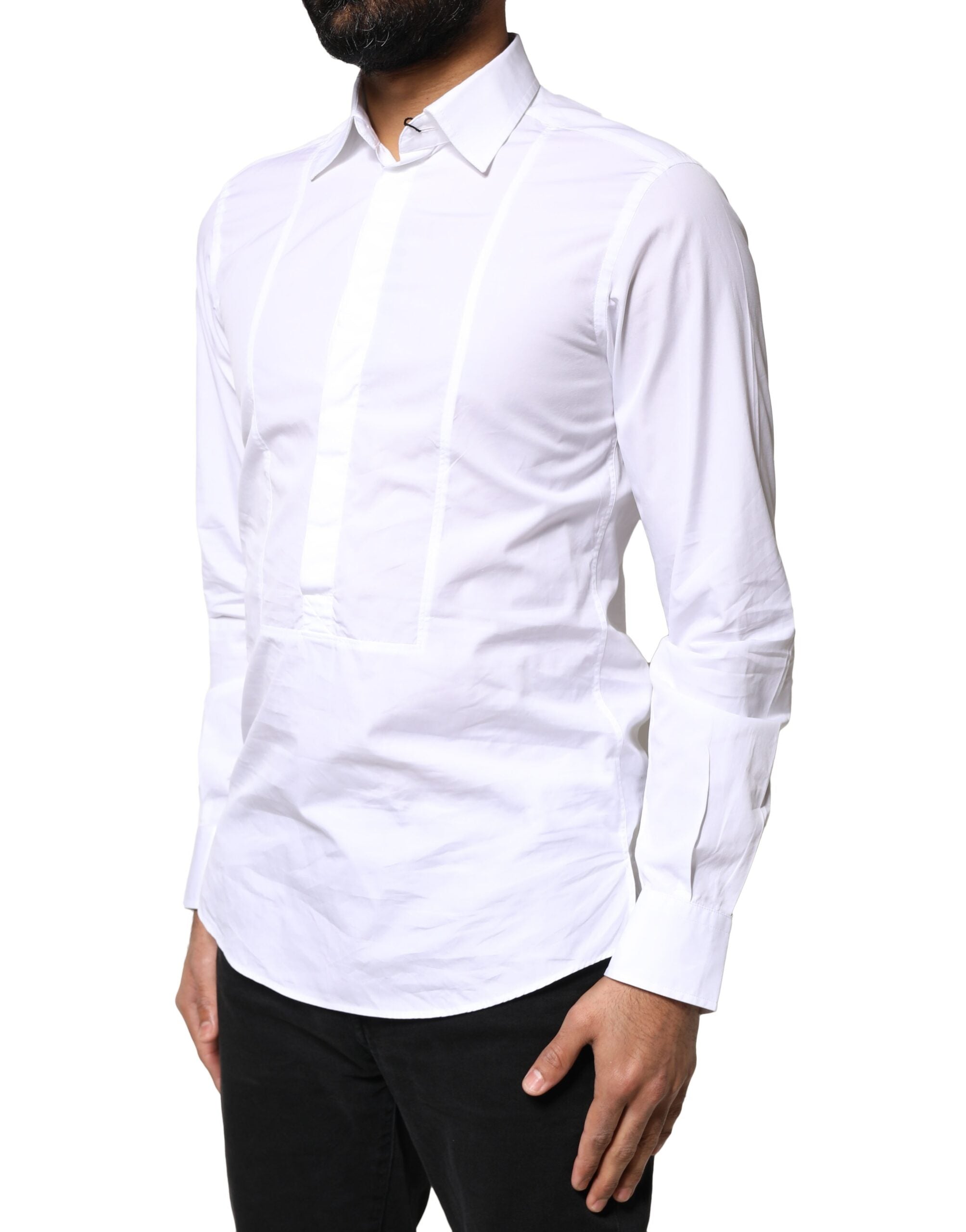 White Cotton Long Sleeves Formal Dress Shirt - ventzia