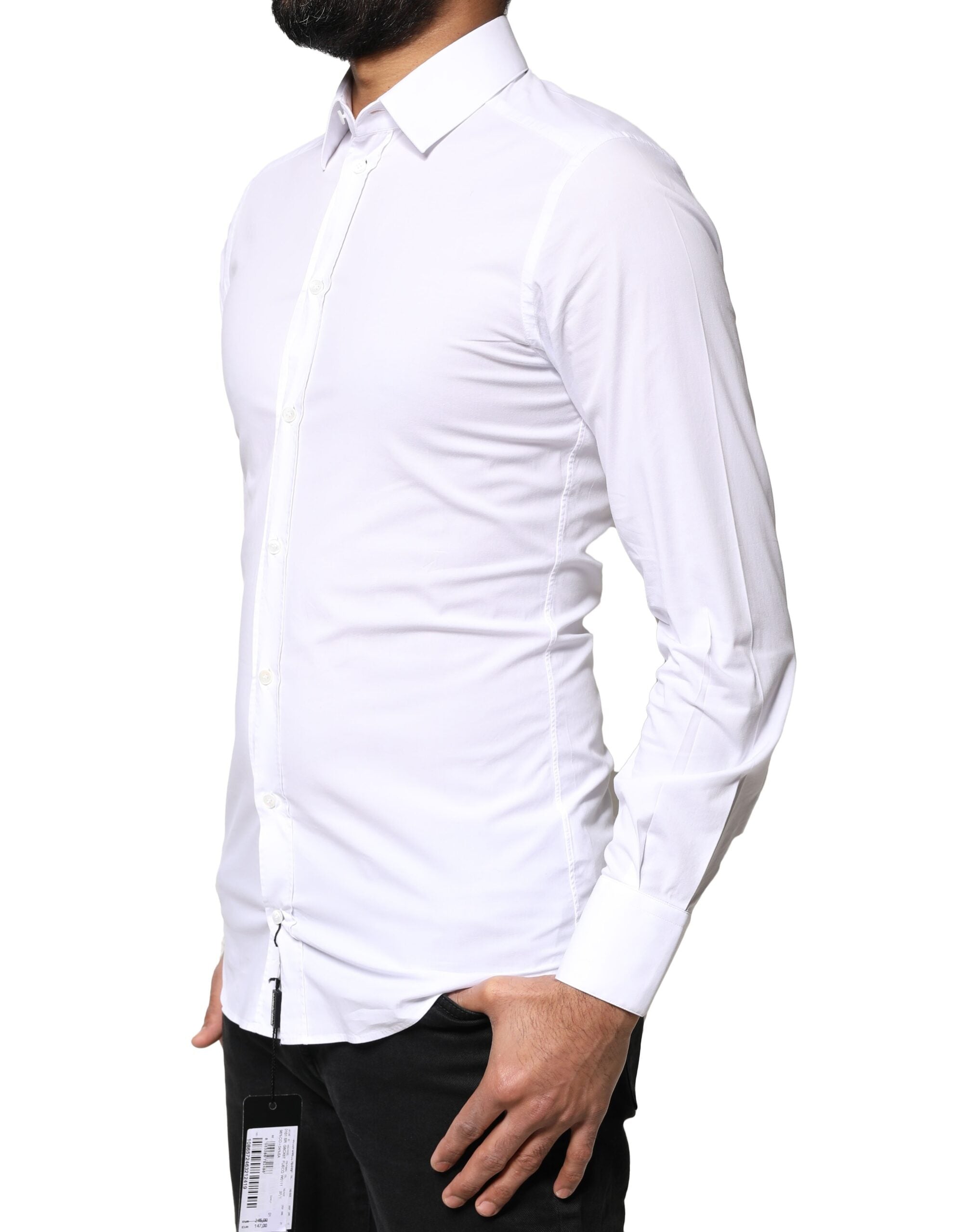 White GOLD Cotton Long Sleeves Dress Shirt - ventzia
