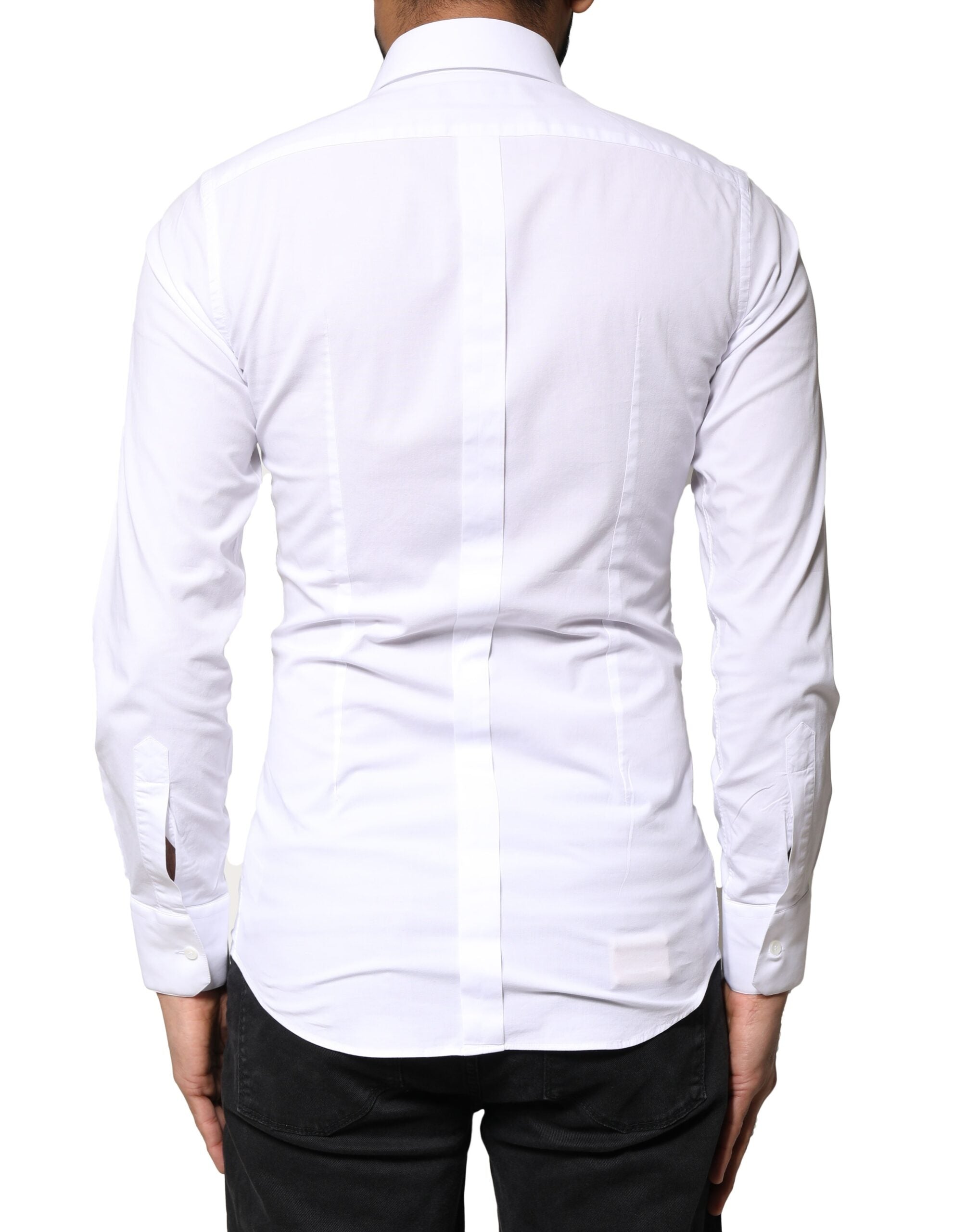 White GOLD Cotton Long Sleeves Dress Shirt - ventzia