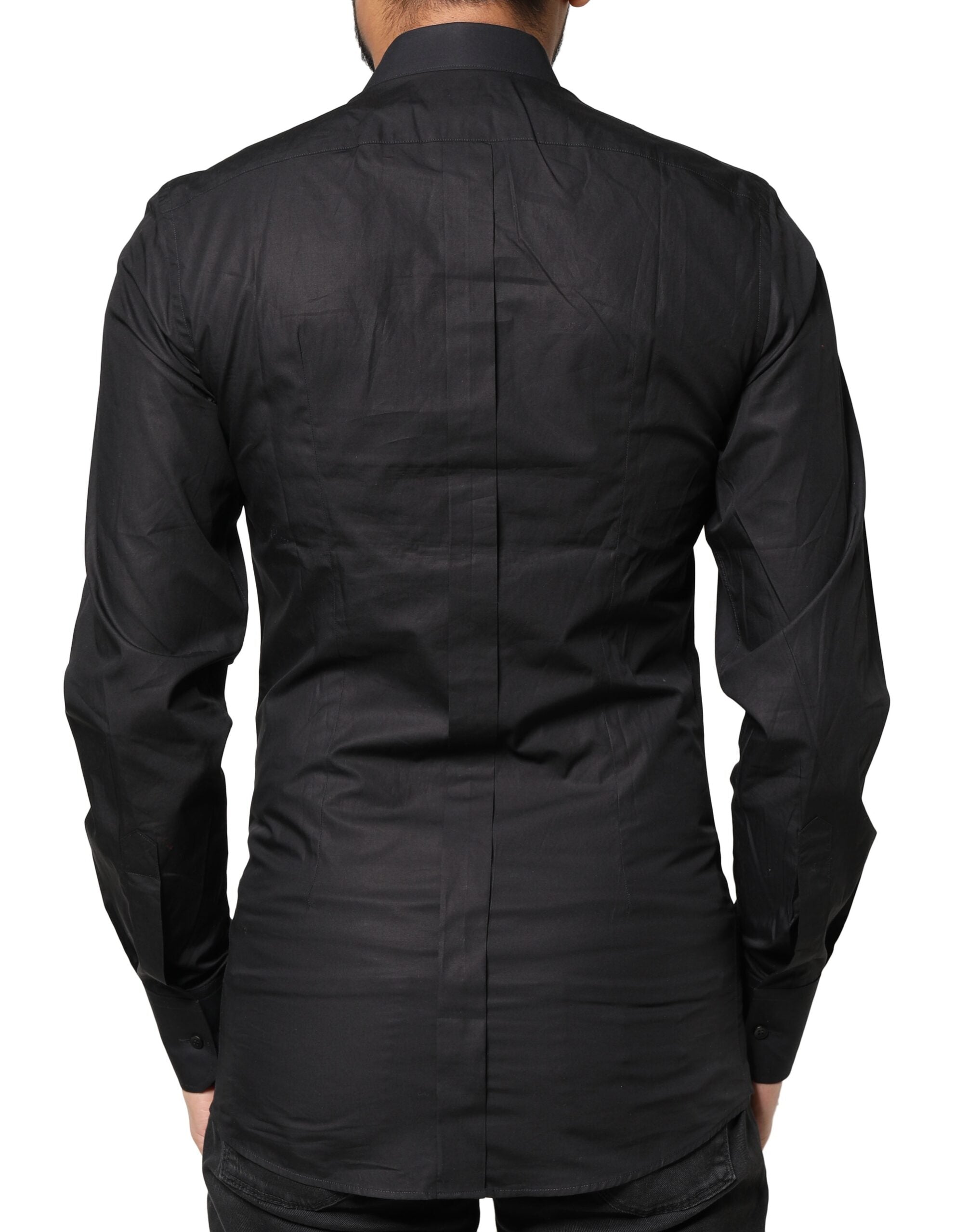 Black GOLD Cross Embellished Men Dress Shirt - ventzia