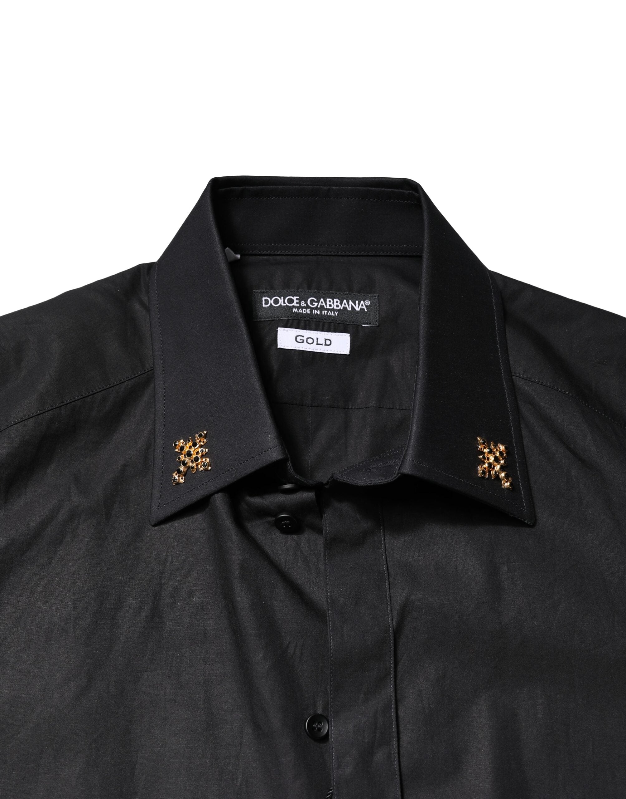 Black GOLD Cross Embellished Men Dress Shirt - ventzia
