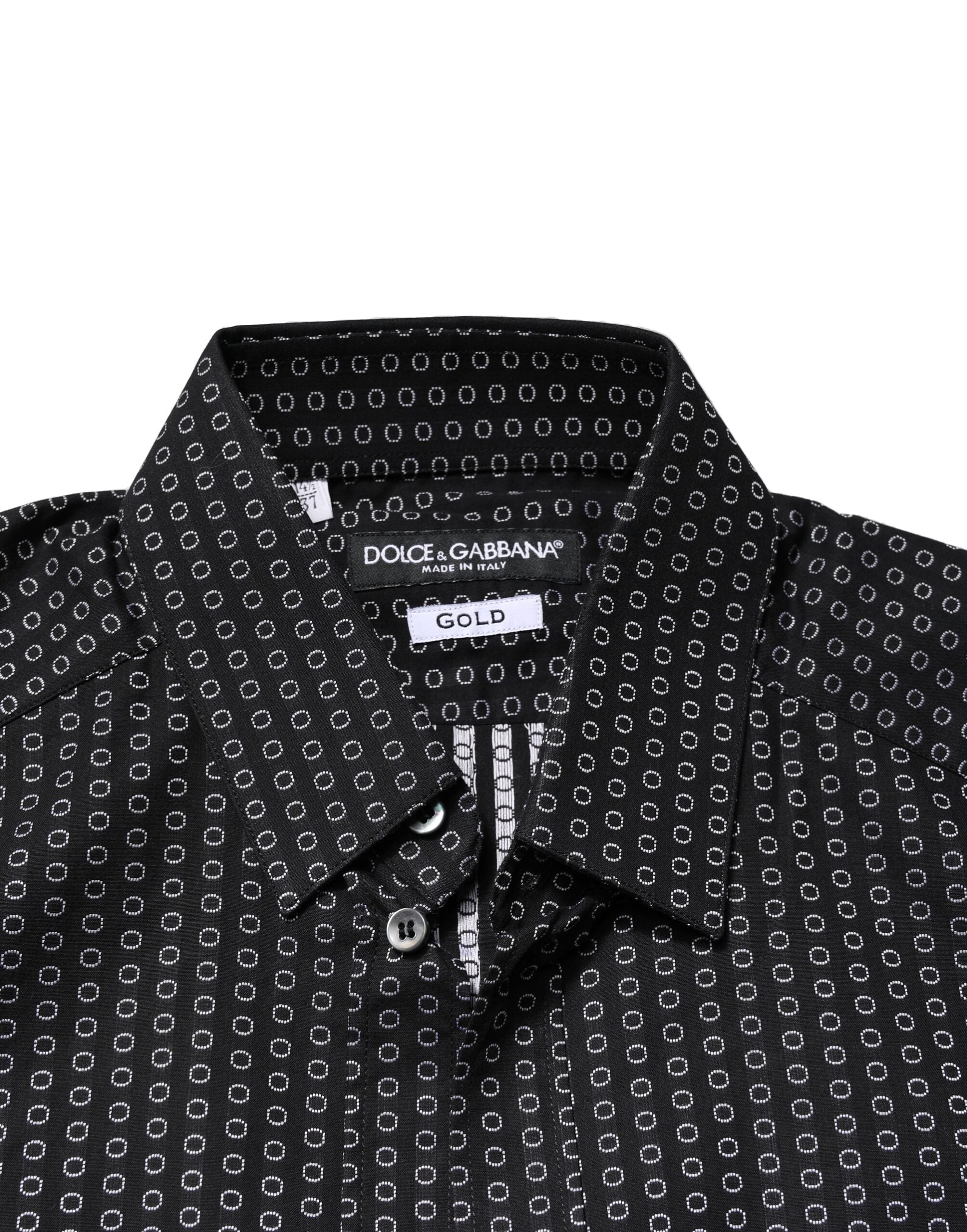 Black GOLD Patterned Cotton Men Dress Shirt - ventzia