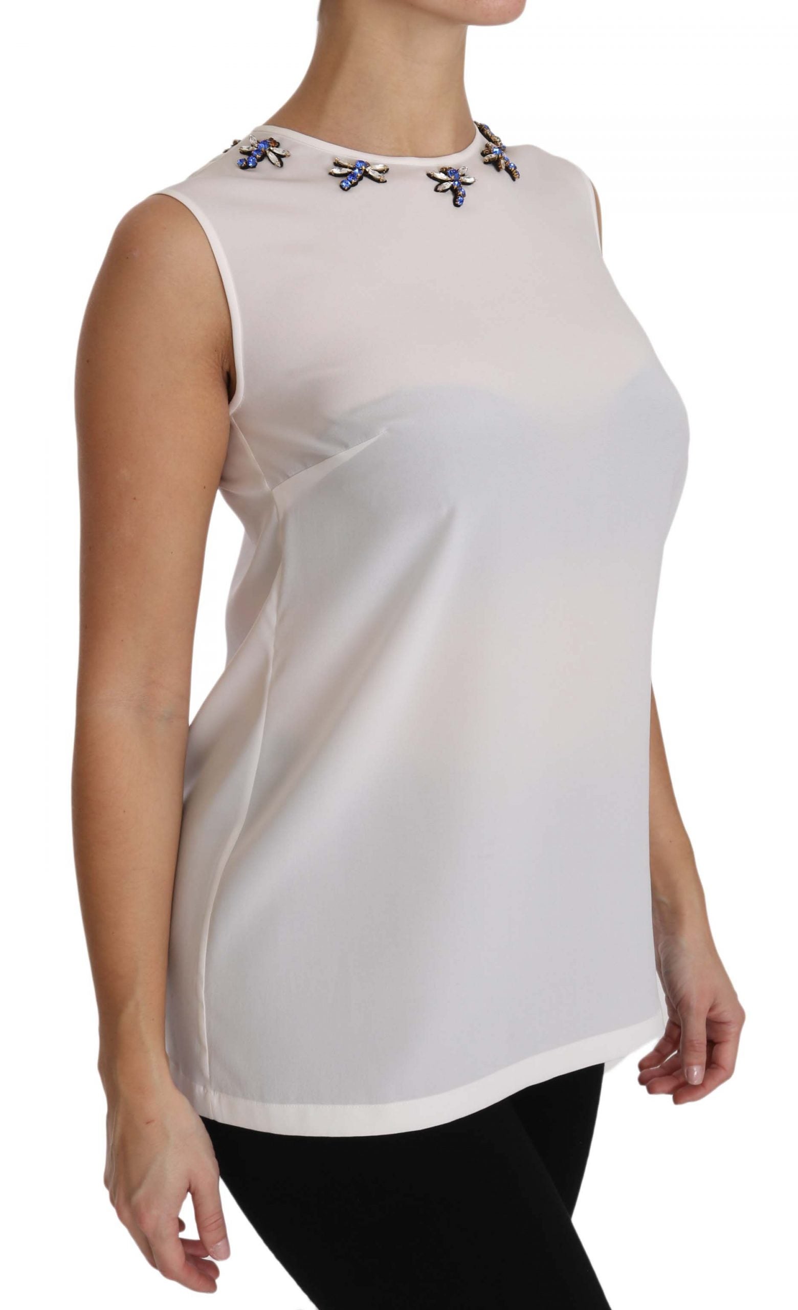Fairy Tale Crystal-Embellished Silk Blouse - ventzia