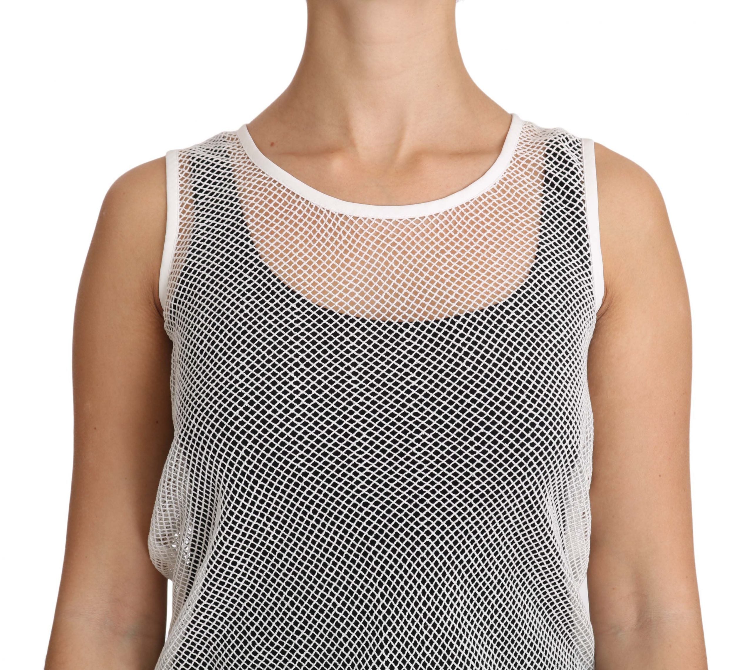 Elegant White Sheer Sleeveless Top - ventzia