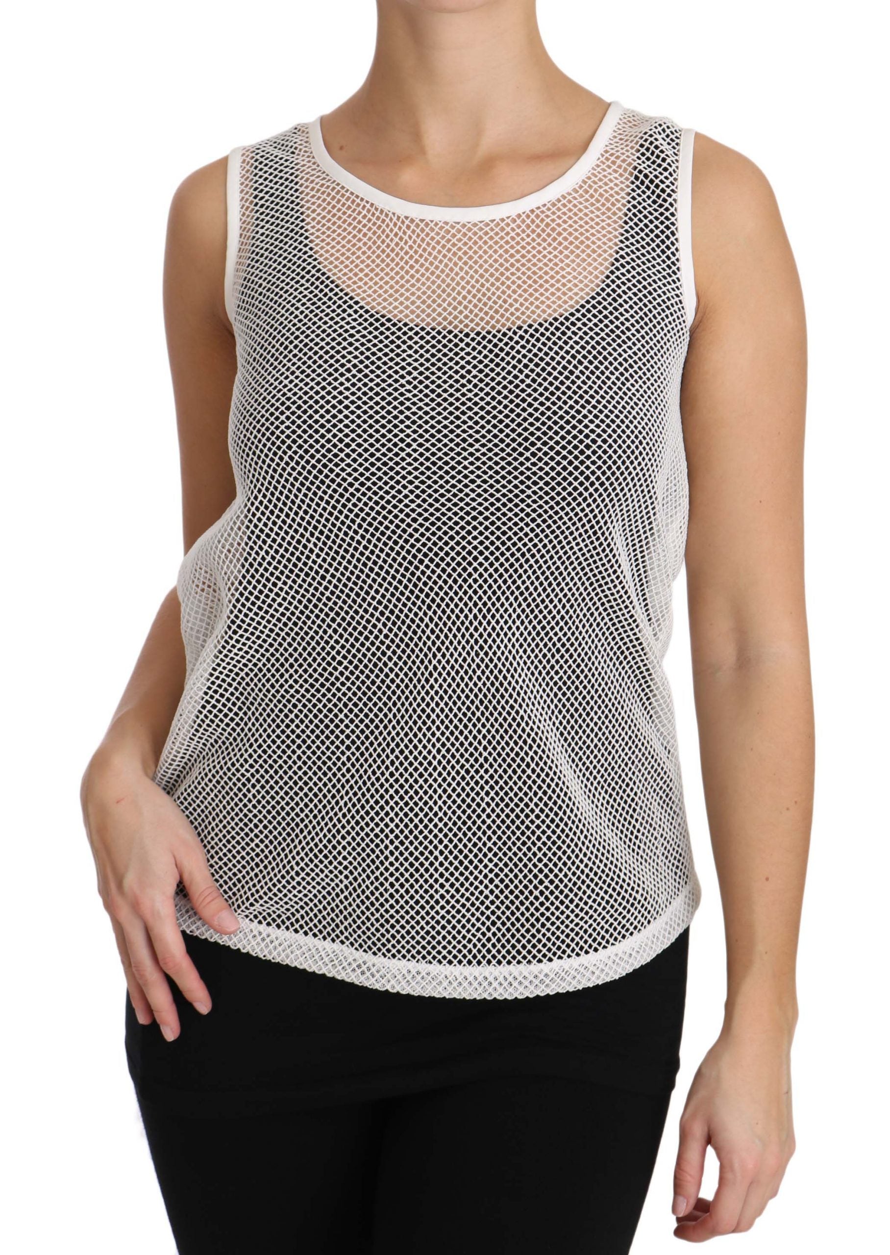Elegant White Sheer Sleeveless Top - ventzia