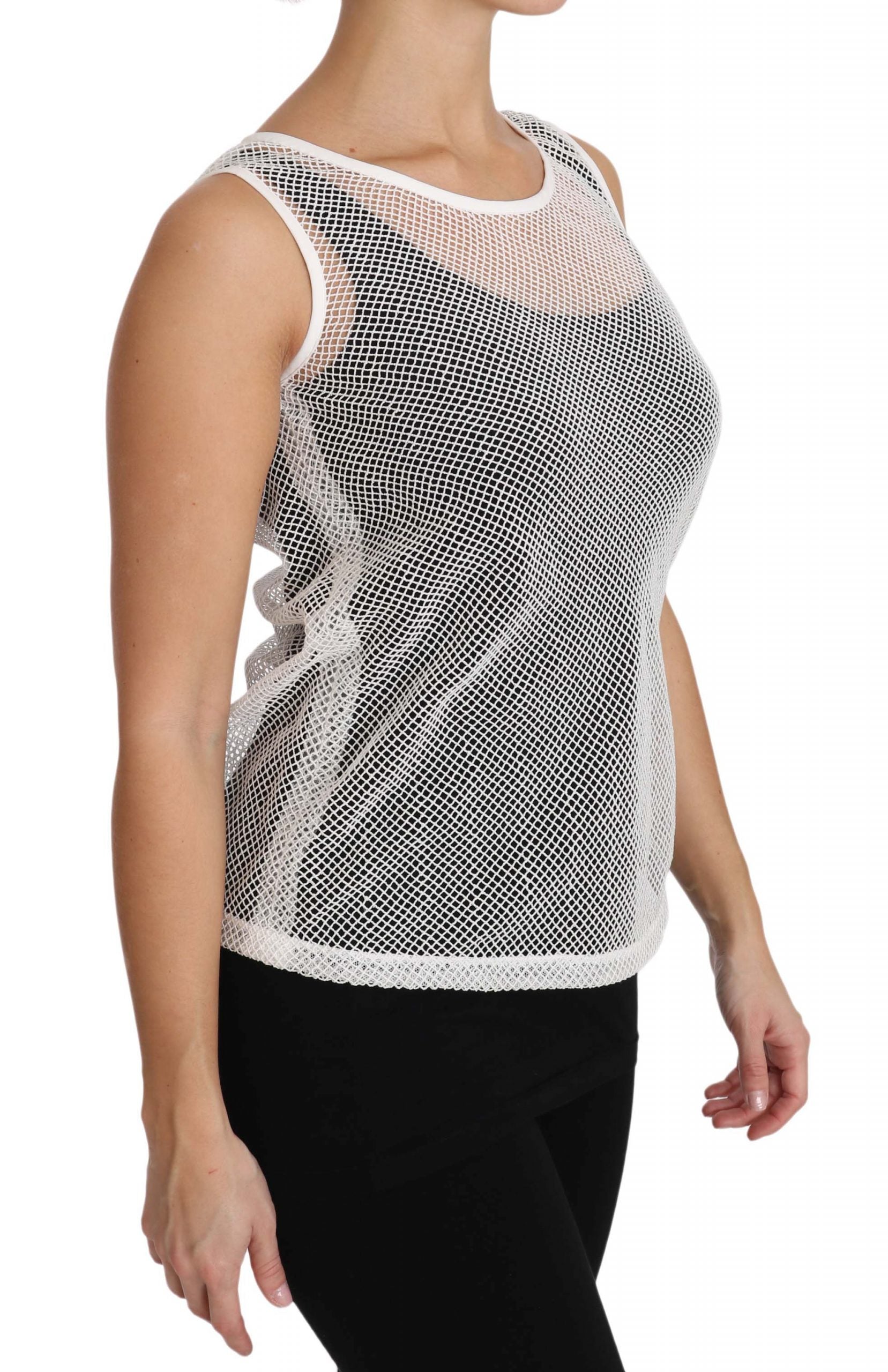 Elegant White Sheer Sleeveless Top - ventzia