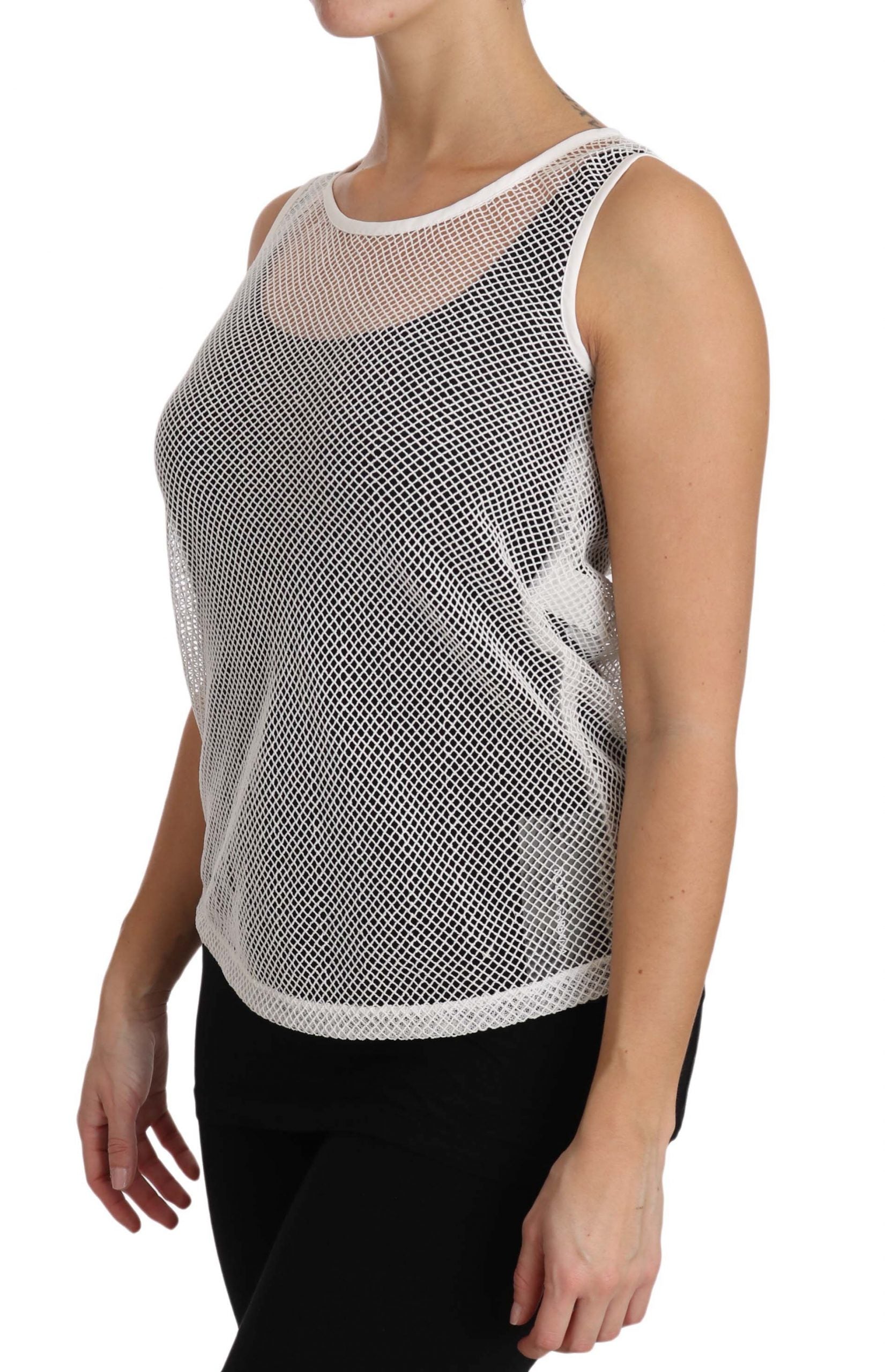 Elegant White Sheer Sleeveless Top - ventzia