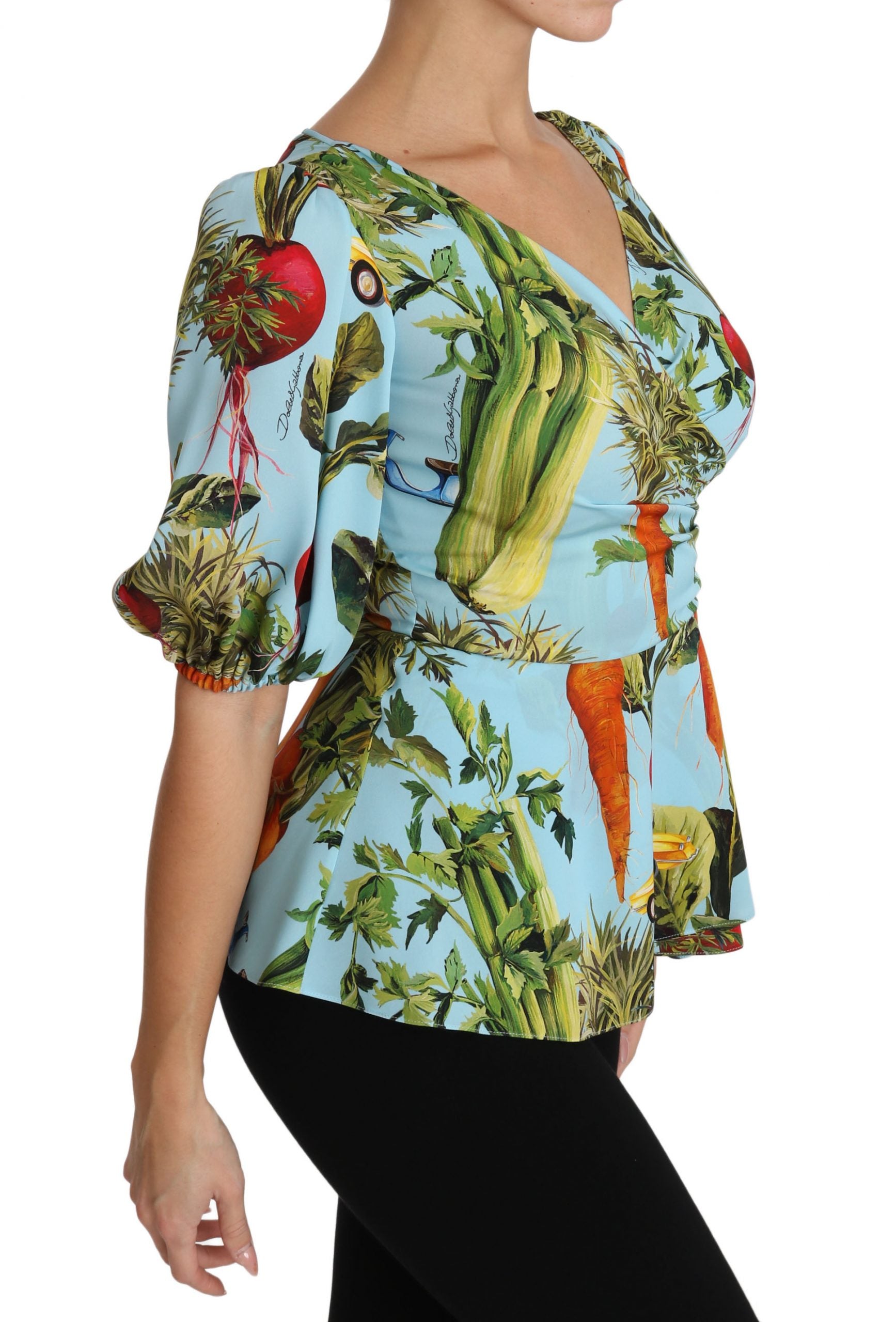 Vegetable Print Silk Top Extravaganza - ventzia