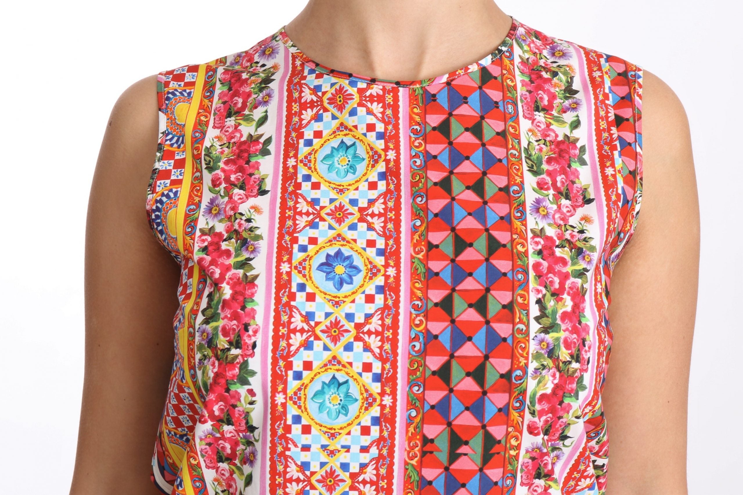 Carretto Print Pure Cotton Tank Top - ventzia
