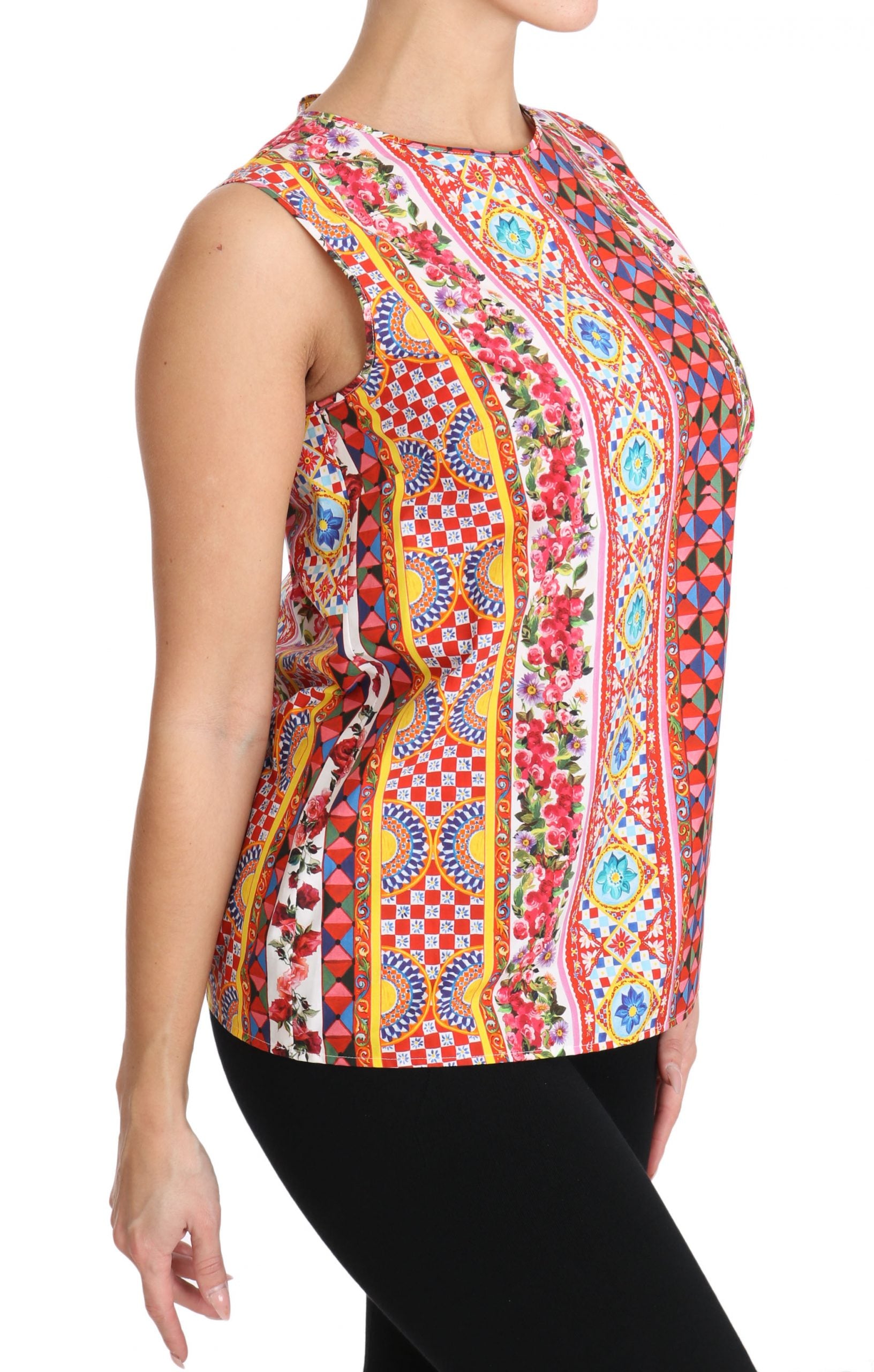 Carretto Print Pure Cotton Tank Top - ventzia