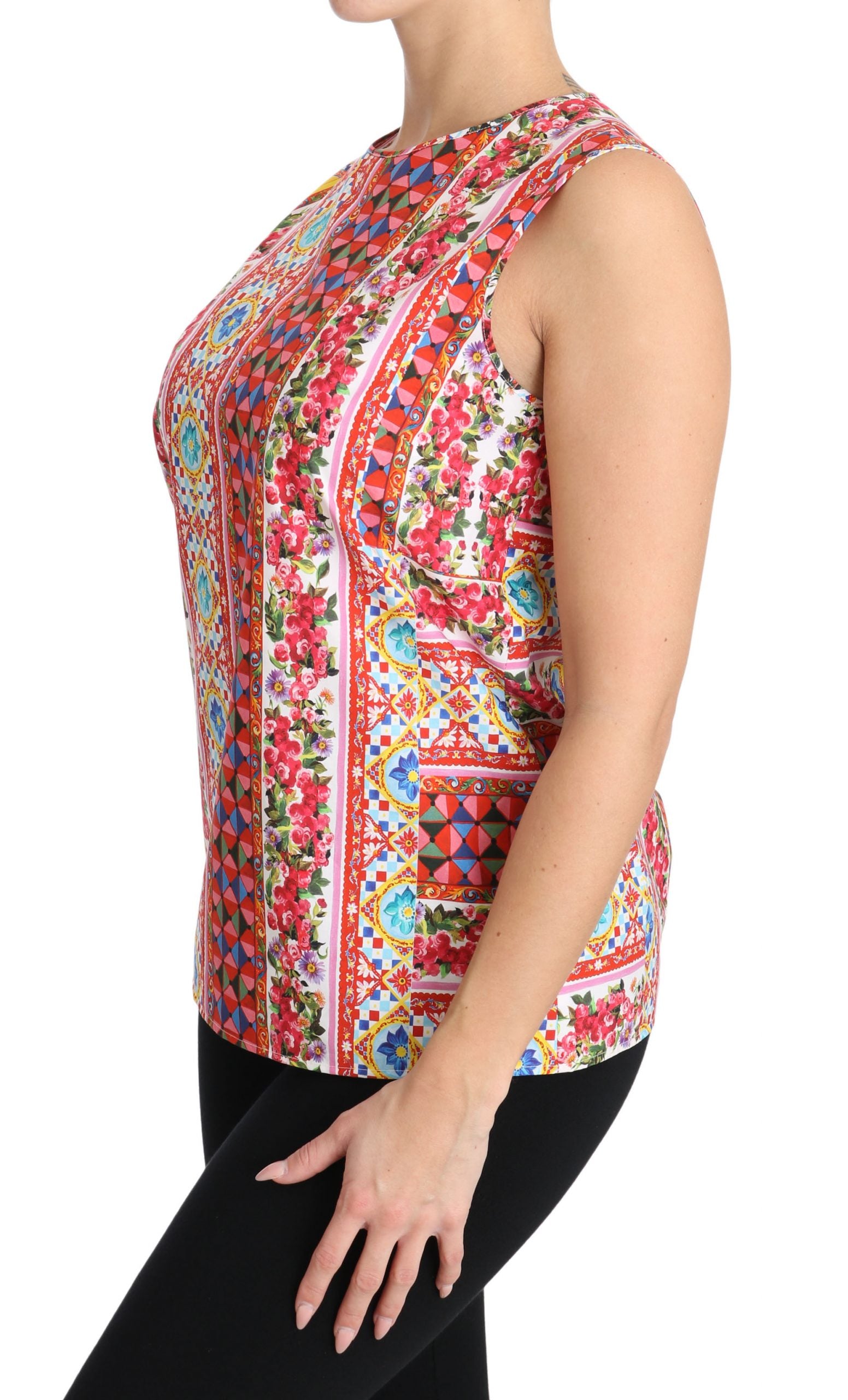 Carretto Print Pure Cotton Tank Top - ventzia