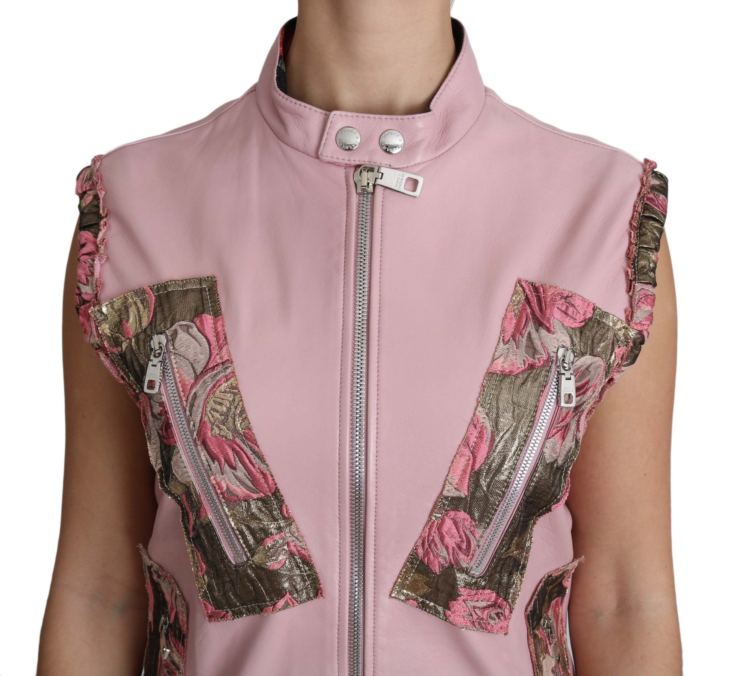 Stunning Pink Sleeveless Leather Vest - ventzia