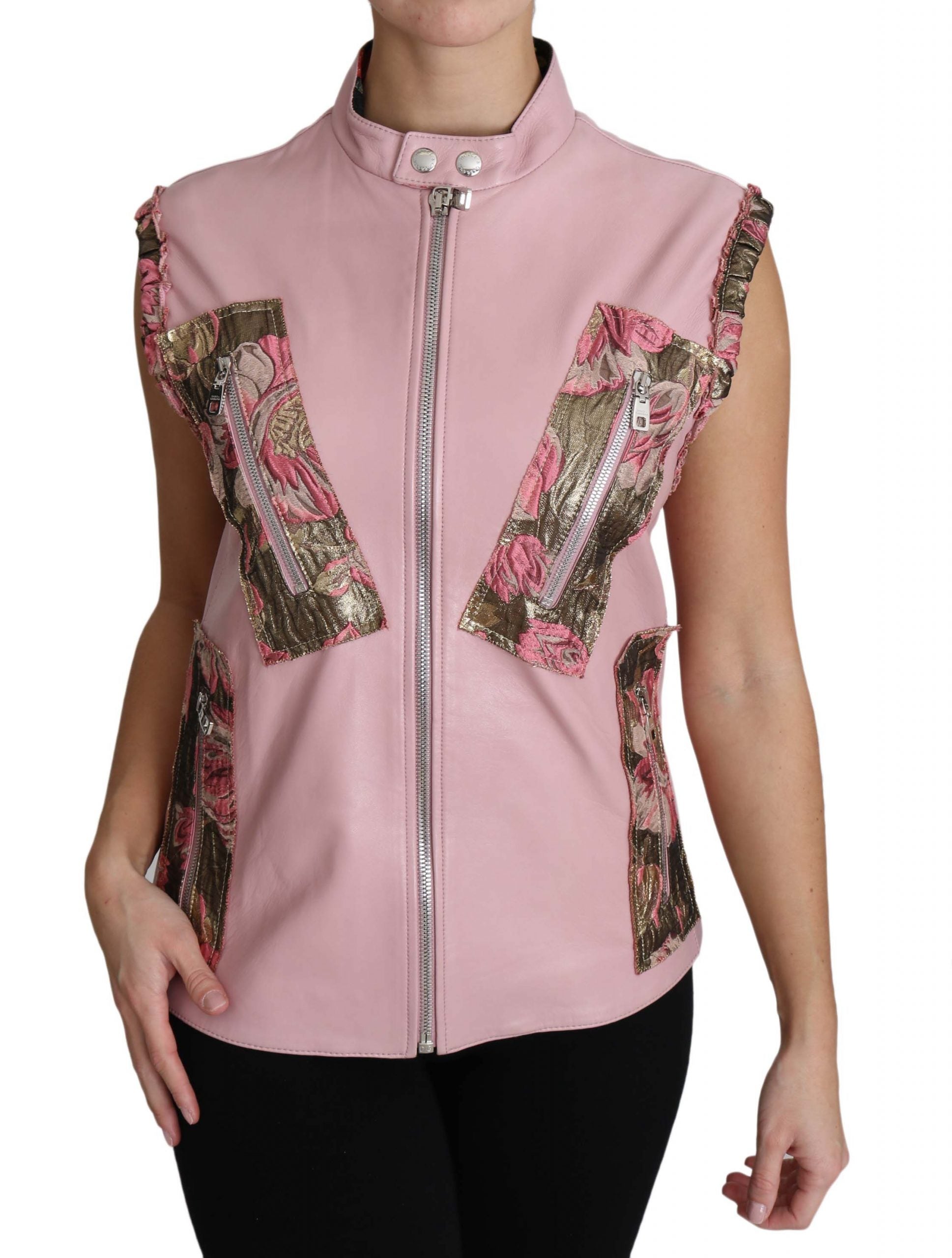 Stunning Pink Sleeveless Leather Vest - ventzia