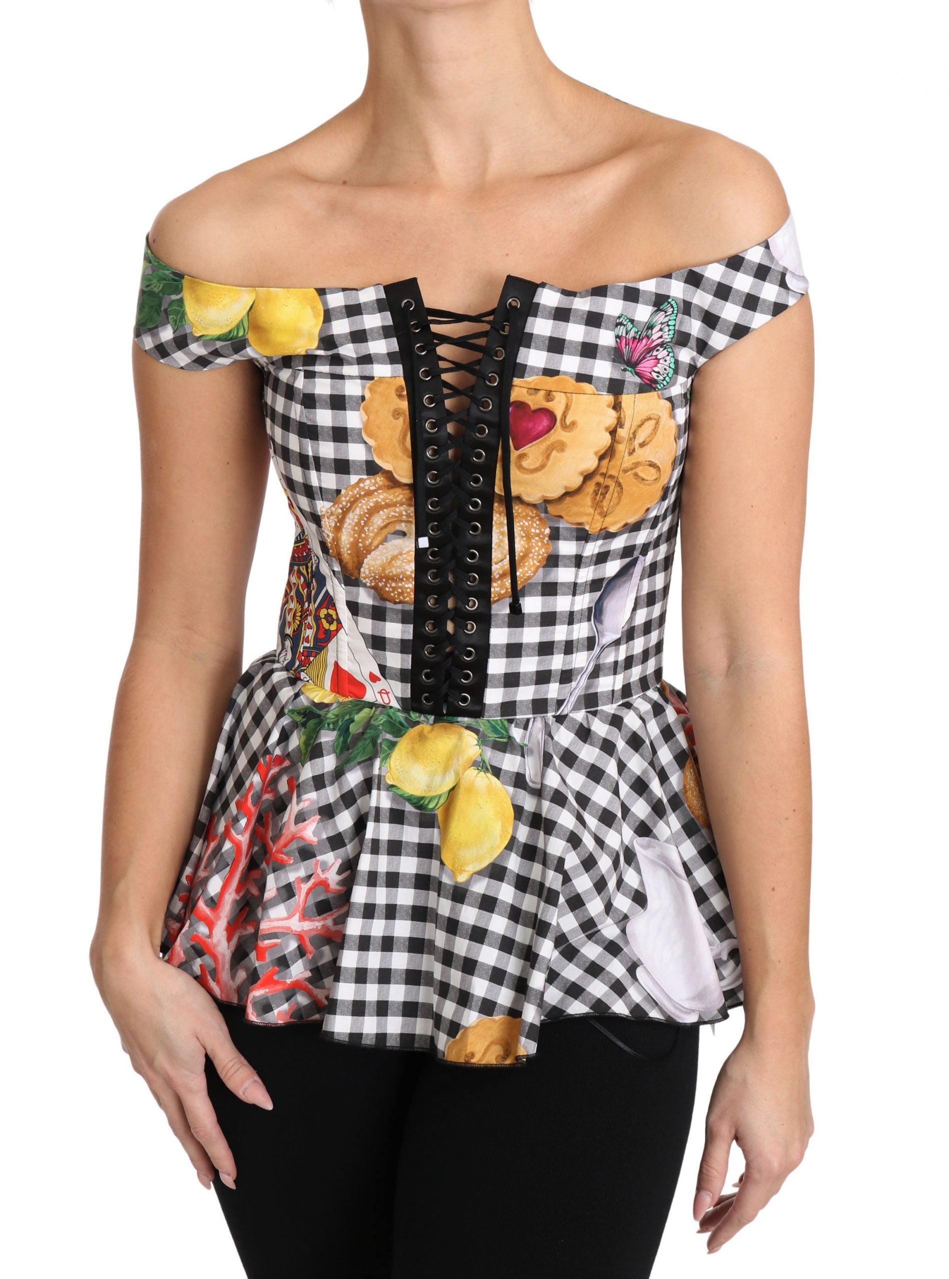 Chic Checkered Corset Top Blouse - ventzia