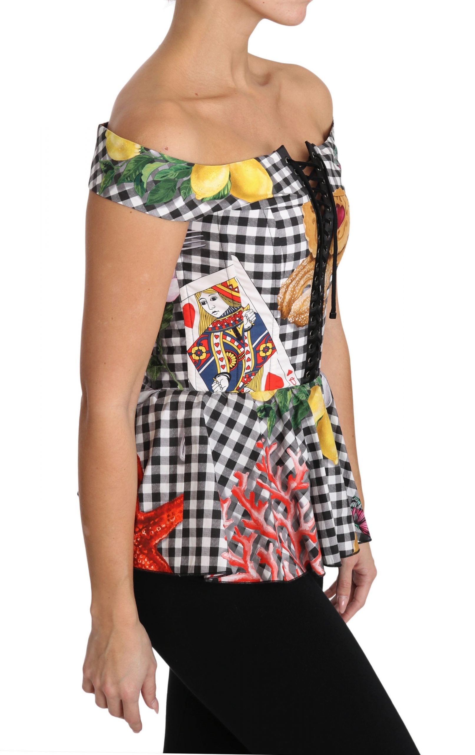 Chic Checkered Corset Top Blouse - ventzia