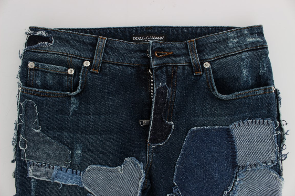 Chic Blue Patchwork Denim Shorts - ventzia