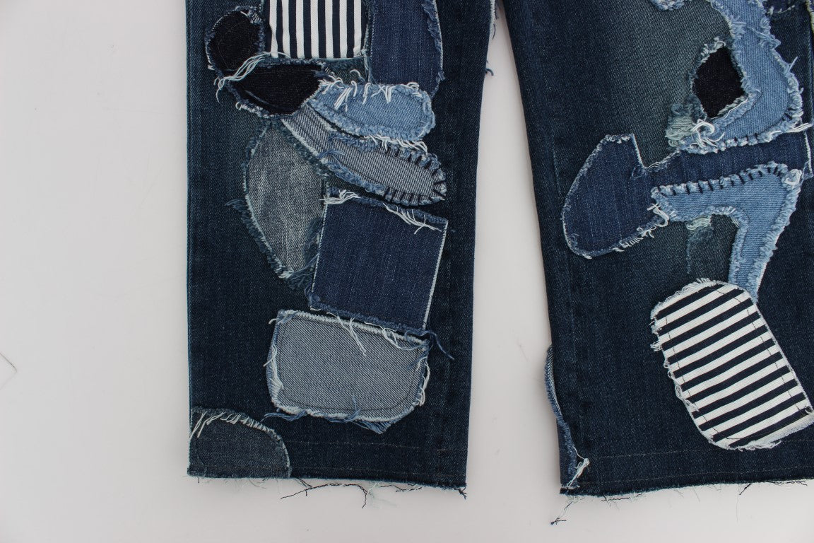 Chic Blue Patchwork Denim Shorts - ventzia