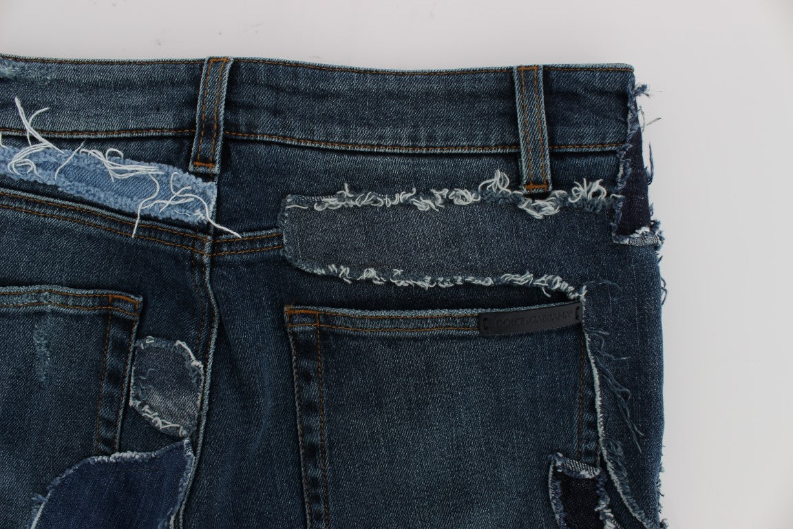 Chic Blue Patchwork Denim Shorts - ventzia