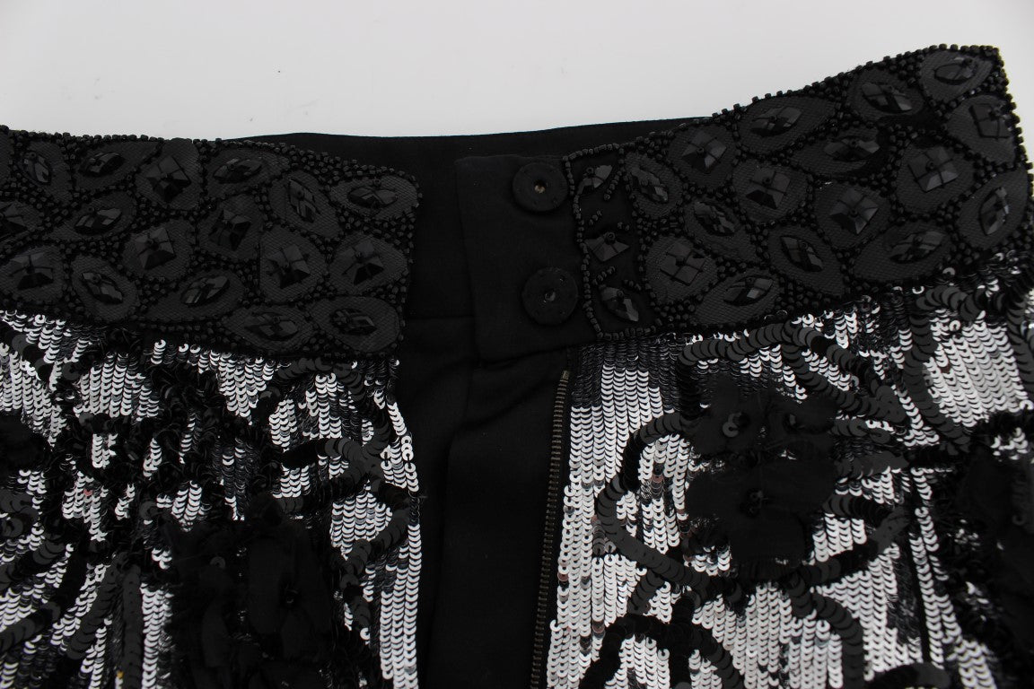 Sequined High Waist Designer Mini Shorts - ventzia