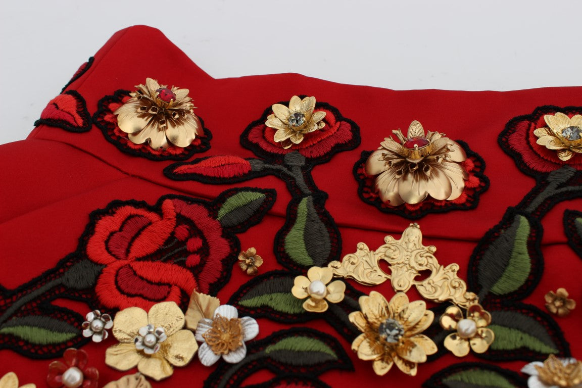 Enchanted Sicilian Rose Embroidered Mini Shorts - ventzia