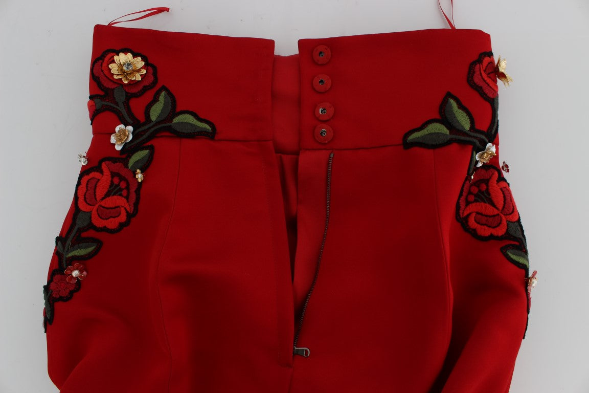 Enchanted Sicilian Rose Embroidered Mini Shorts - ventzia