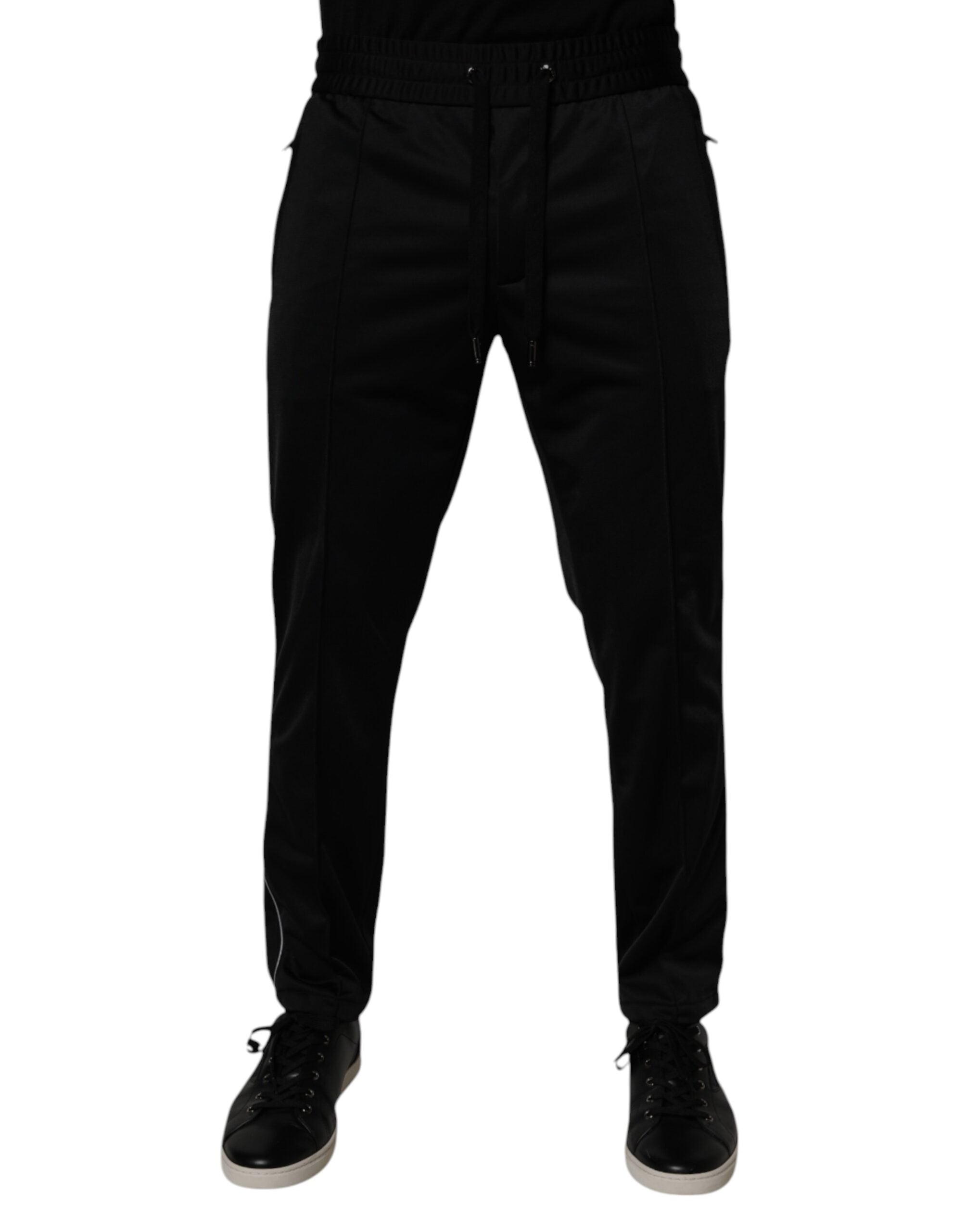 Black Polyester Men Jogger Sweatpants Pants - ventzia