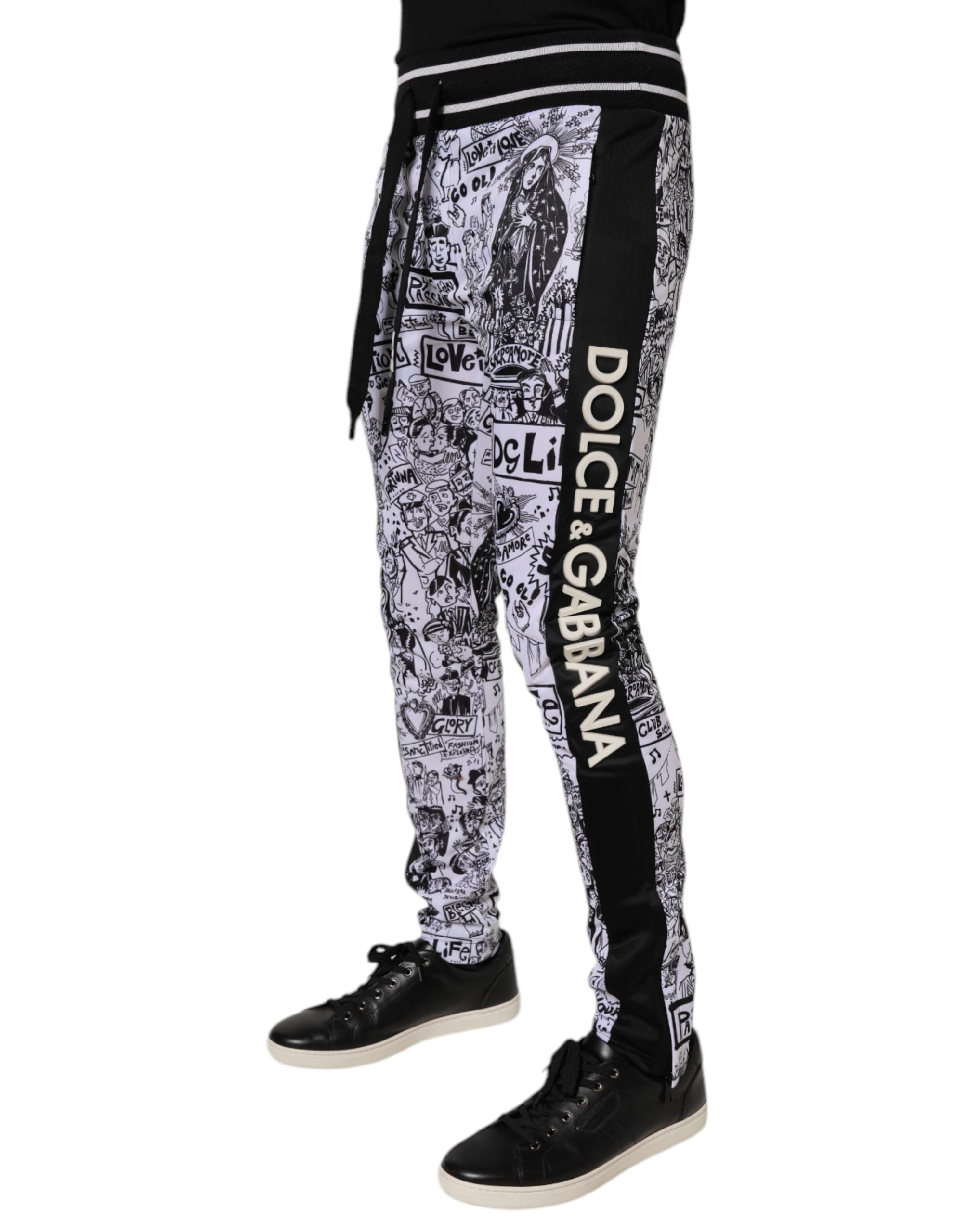 White Graffiti Polyester Jogger Men Sweatpants Pants