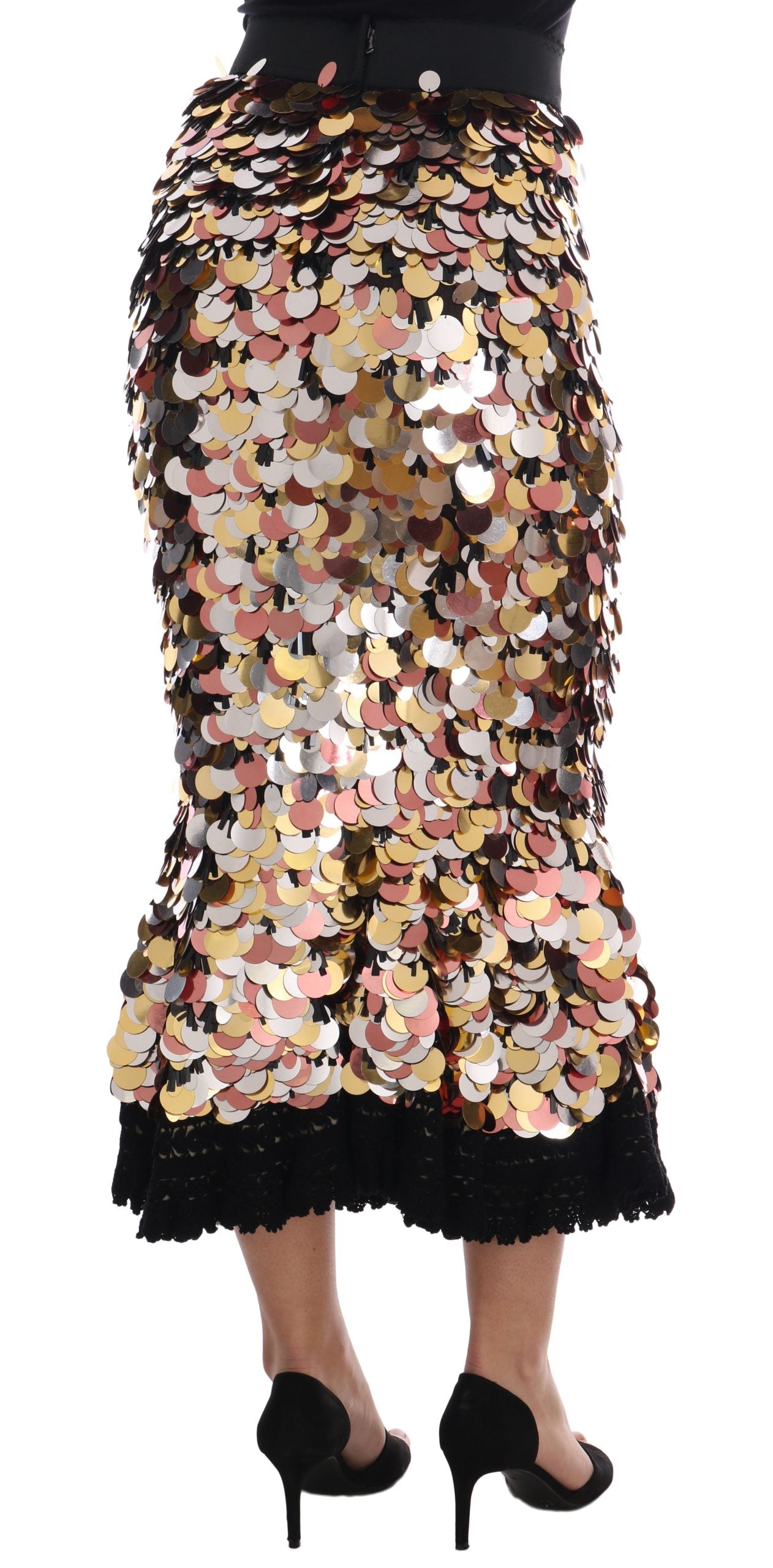 Sequin Embellished High-Waist Pencil Skirt - ventzia