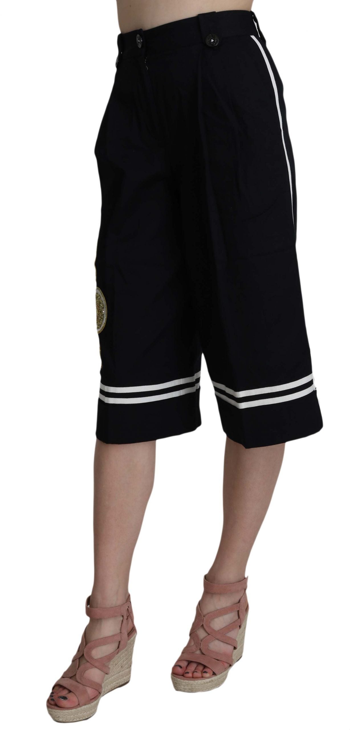 Elegant High Waist Black Cotton Pants - ventzia