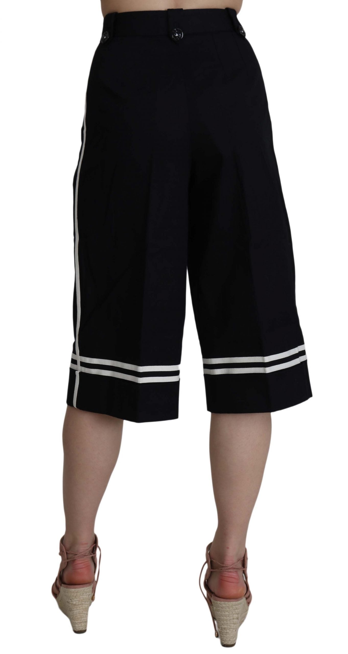 Elegant High Waist Black Cotton Pants - ventzia
