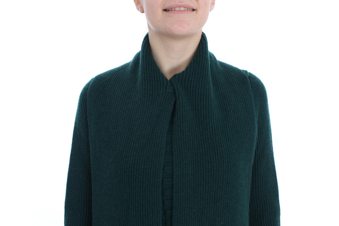 Elegant Green Cashmere Cardigan Sweater - ventzia