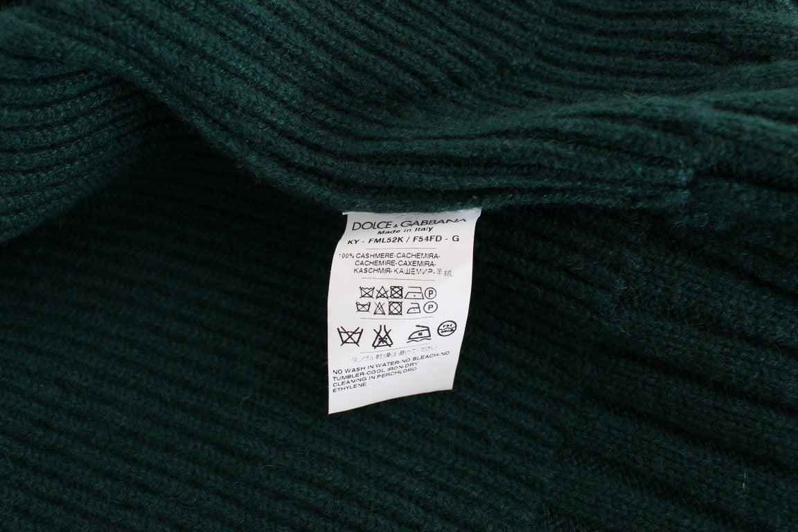 Elegant Green Cashmere Cardigan Sweater - ventzia