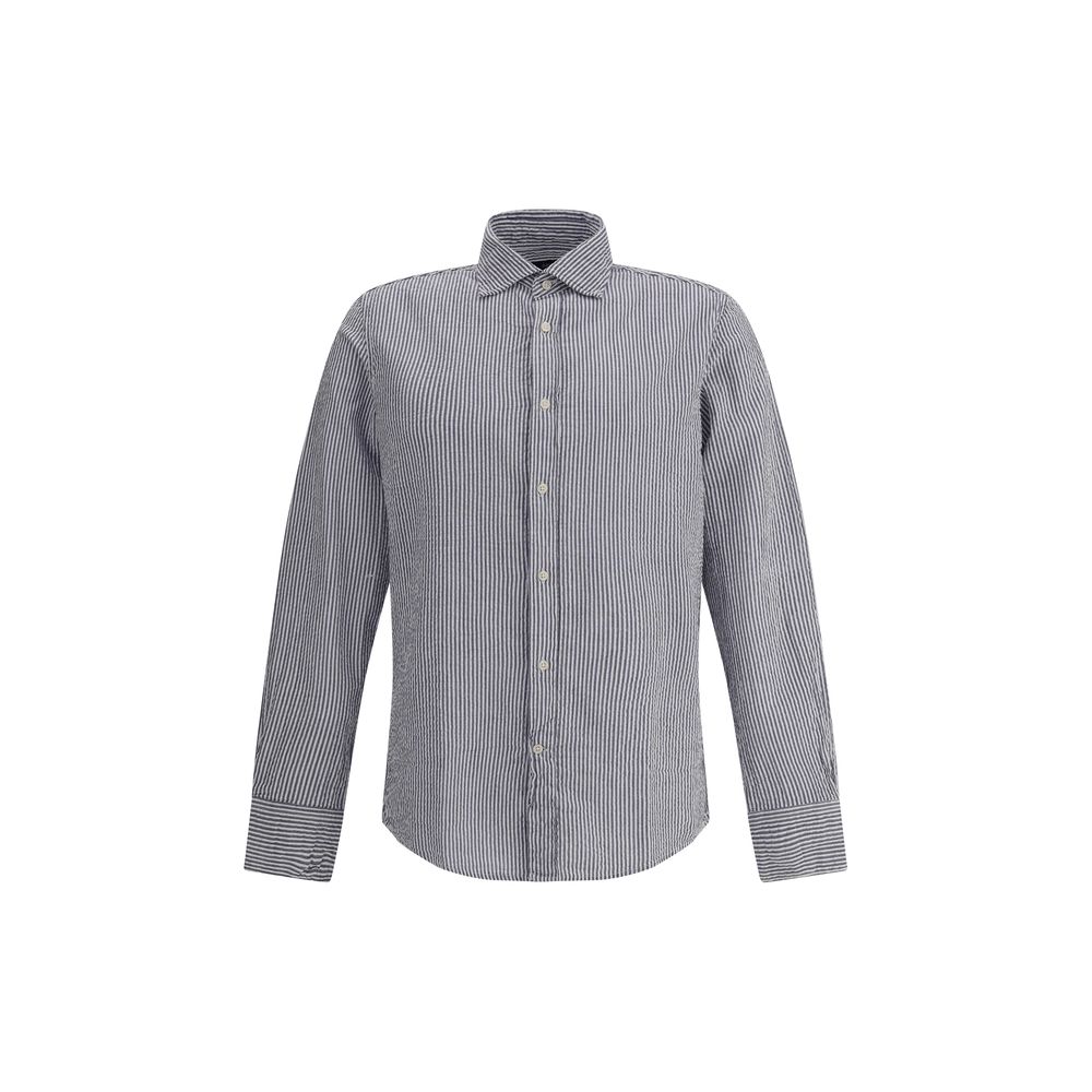 Blue Cotton Pattern Shirt - ventzia