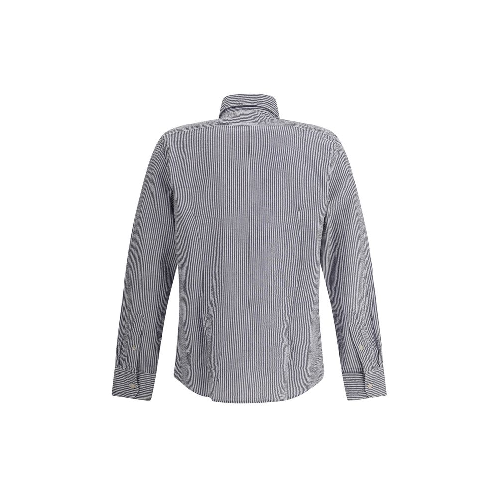 Blue Cotton Pattern Shirt - ventzia