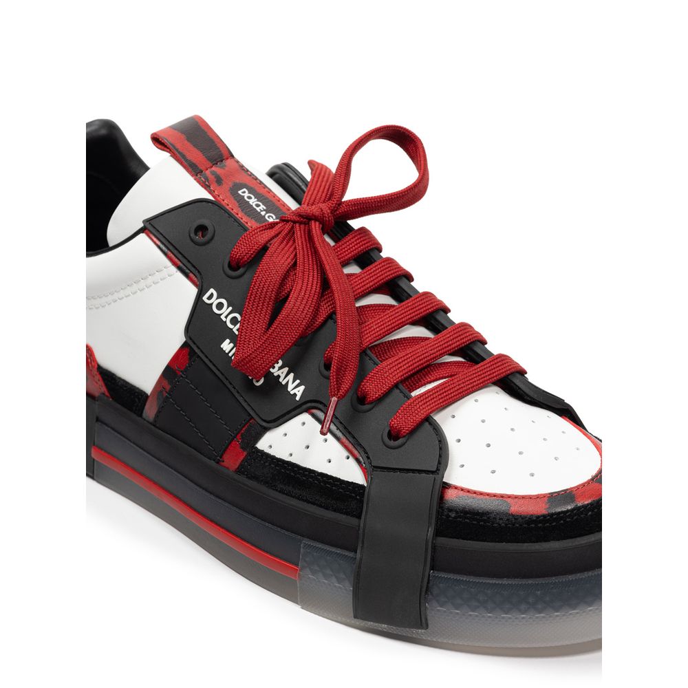 Black And White Leather Sneaker - ventzia