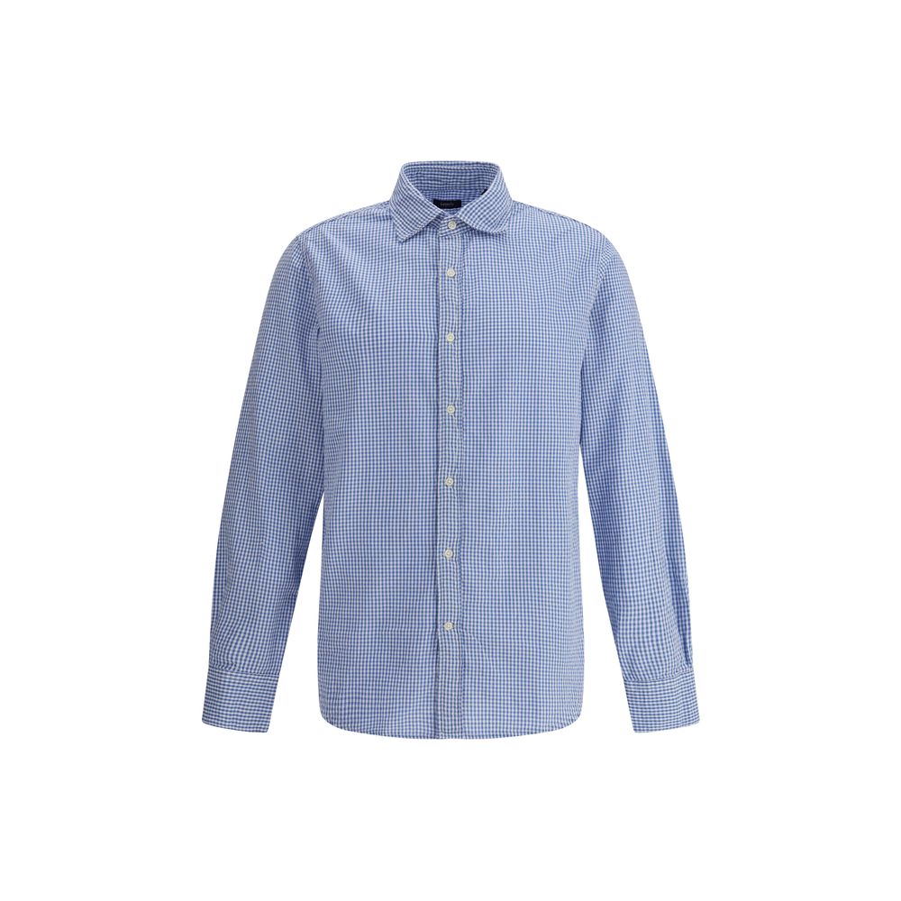 Light Blue Cotton Pattern Shirt - ventzia