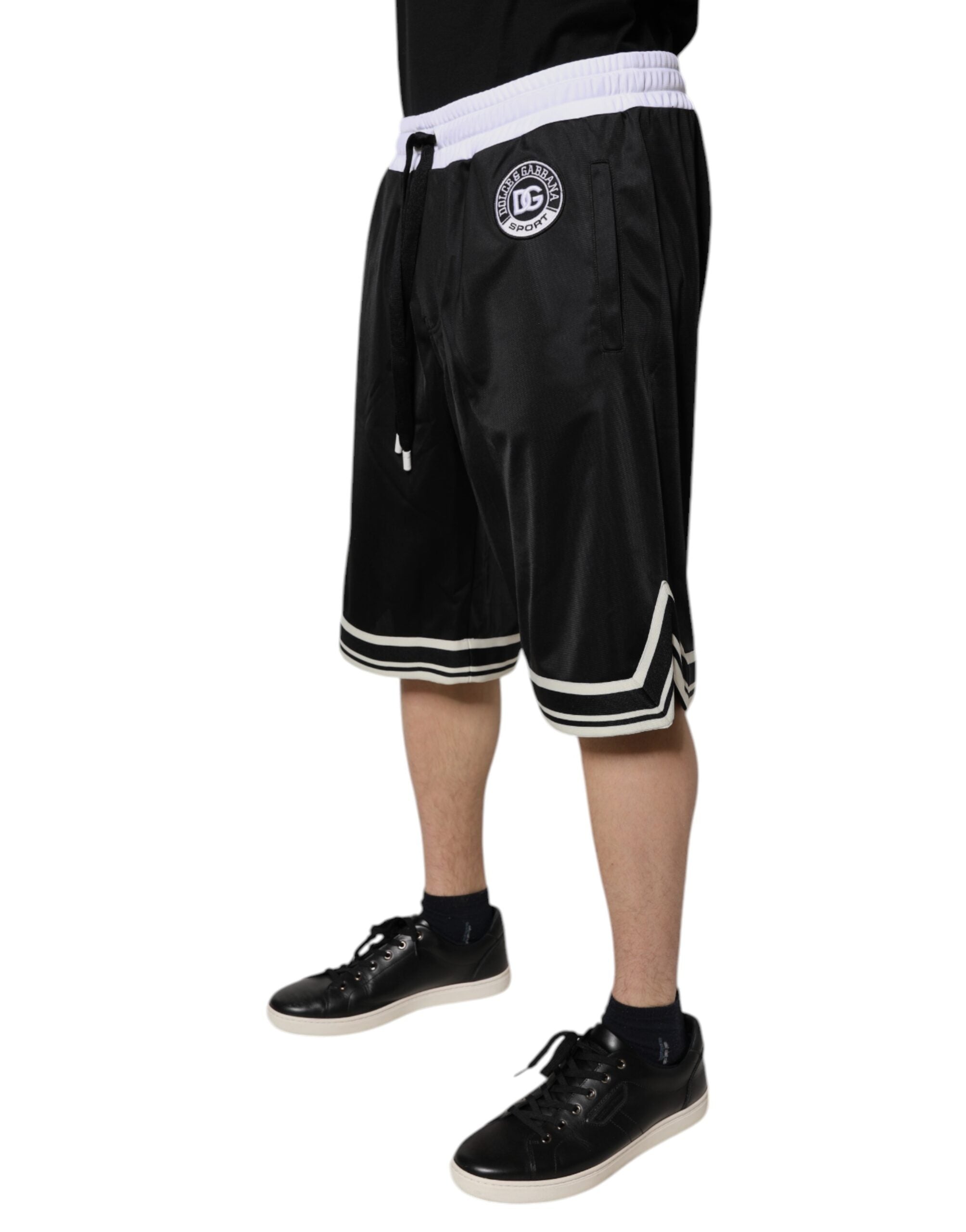 Black White Men Bermuda Sweatshorts Shorts - ventzia