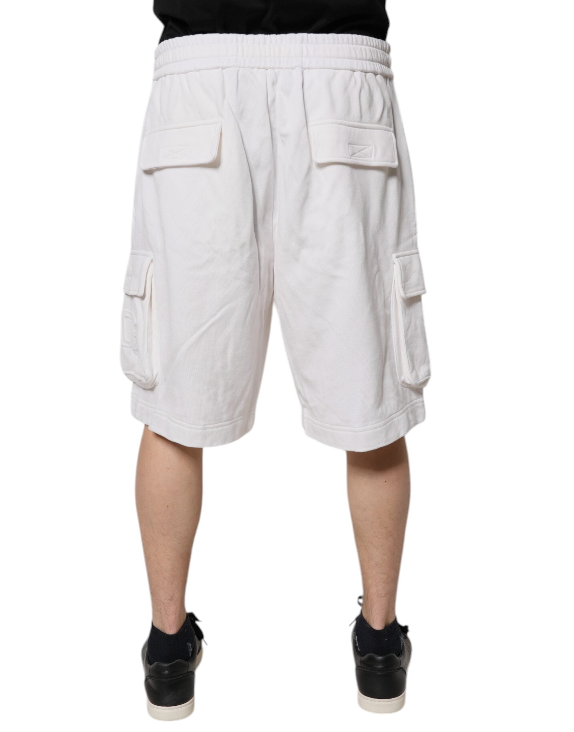 White Cotton Cargo Bermuda Sweatshorts Shorts - ventzia