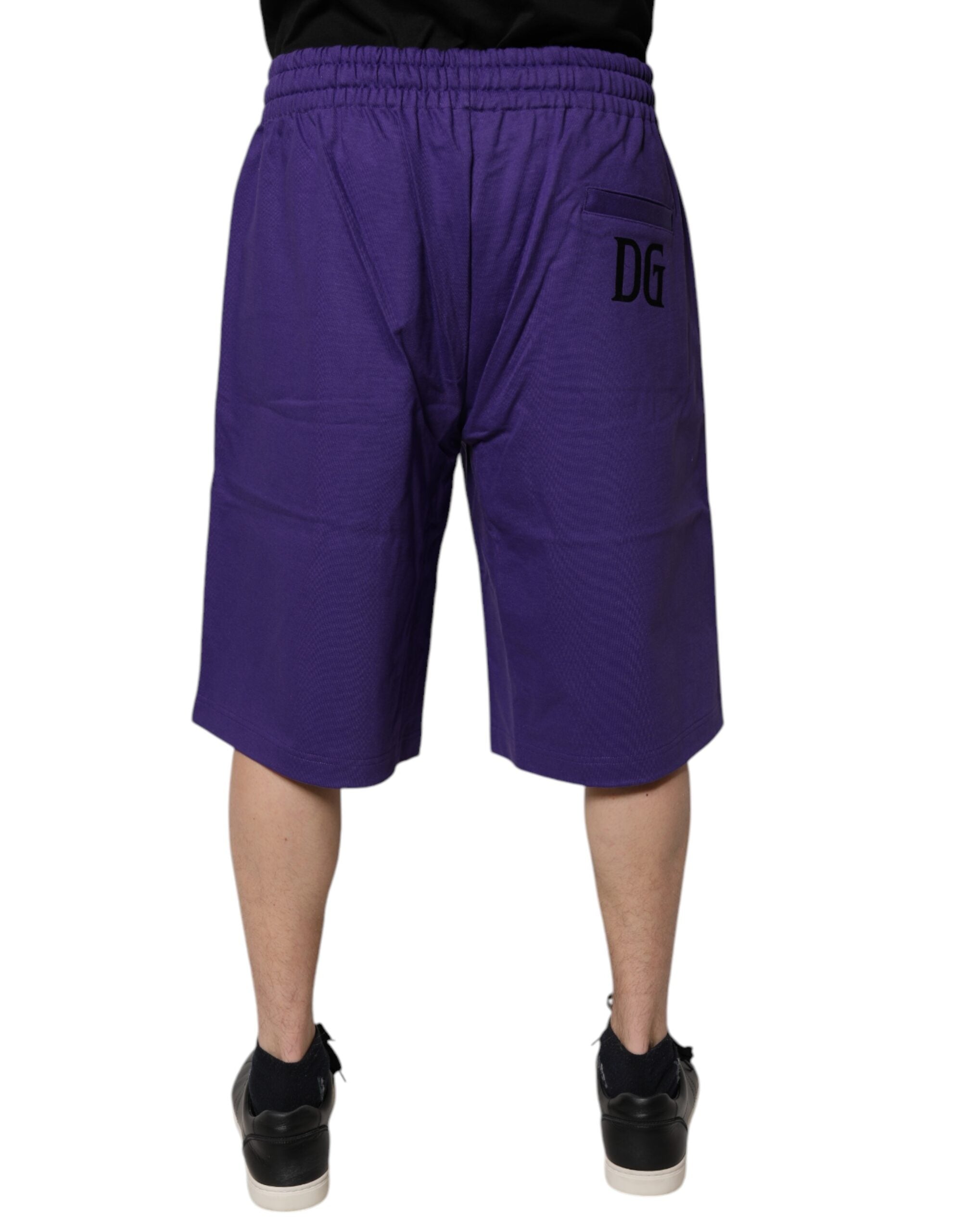 Purple Cotton Men Bermuda Sweatshorts Shorts - ventzia