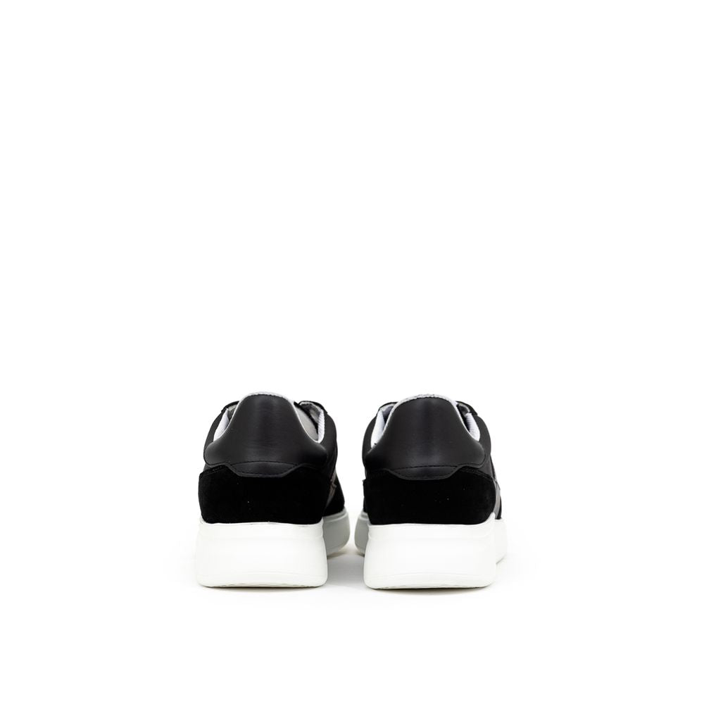 Black And White Fabric And Leather Sneaker - ventzia