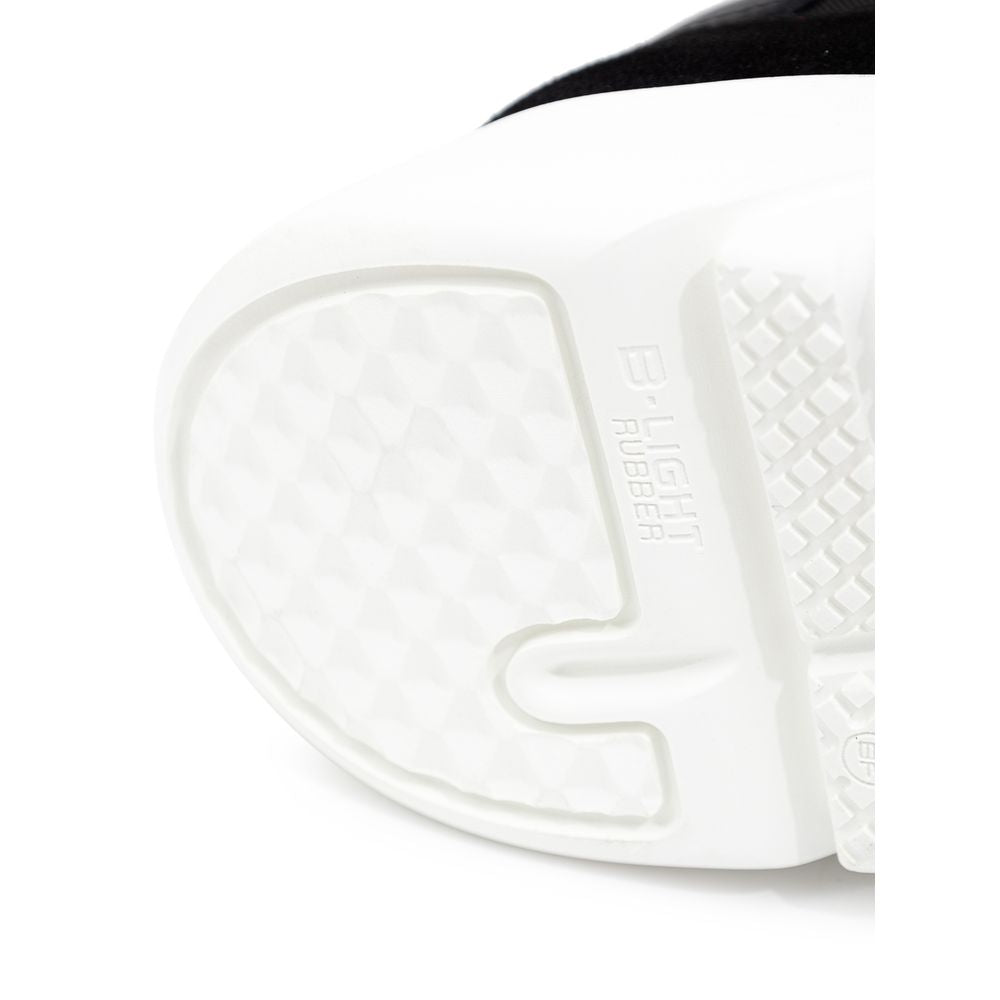 Black And White Fabric And Leather Sneaker - ventzia