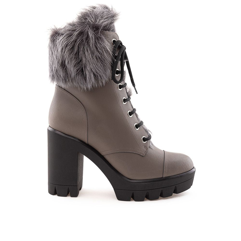 Gray Eco Leather Boot - ventzia